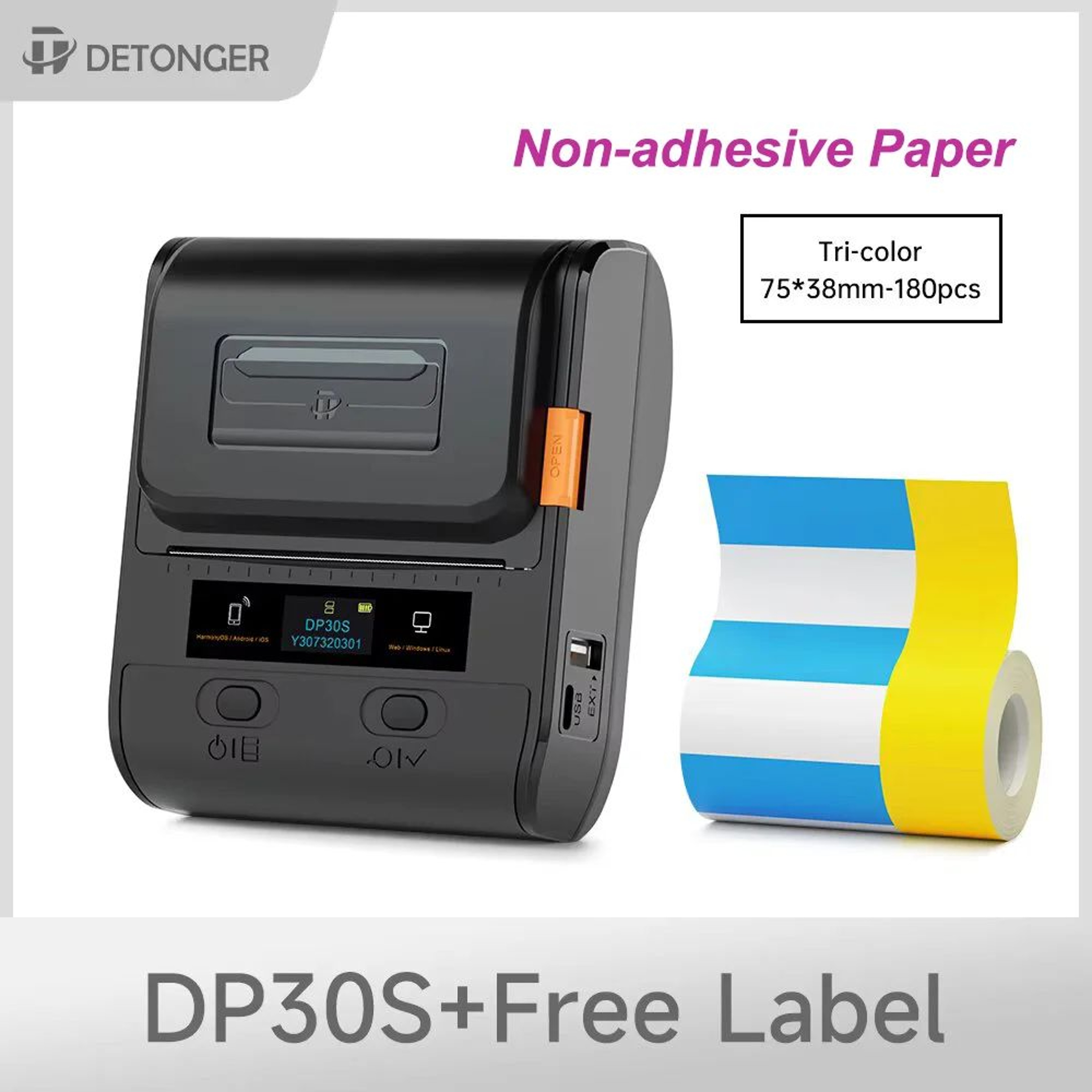 Portable Thermal Printer  DP30S Wireless Desktop Label Printer For Android IOS  Windows Business  O
