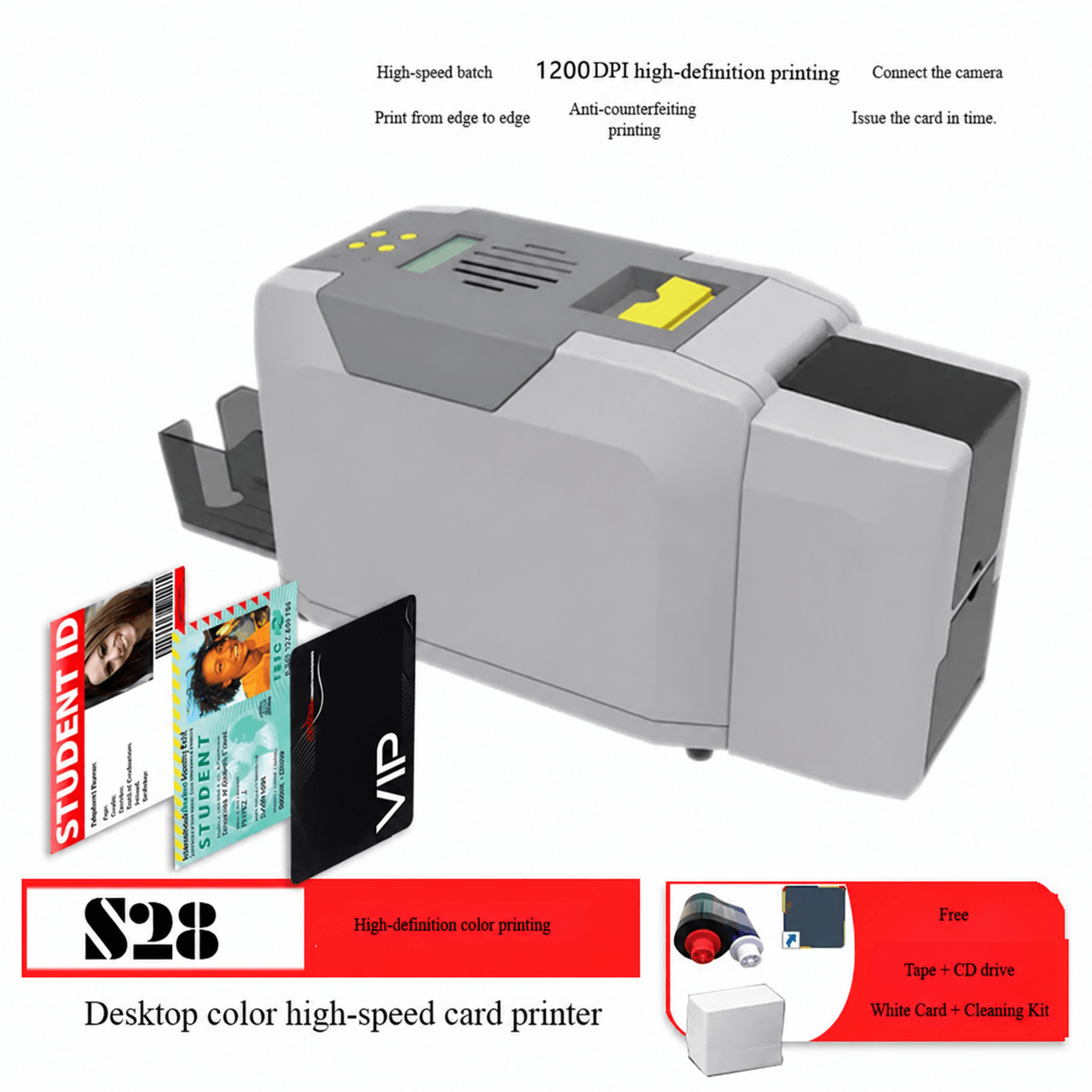 PVC ID Card Printer  S20 SingleSided USB Color Printing For CR80 Employee Badges Student Cards And  0