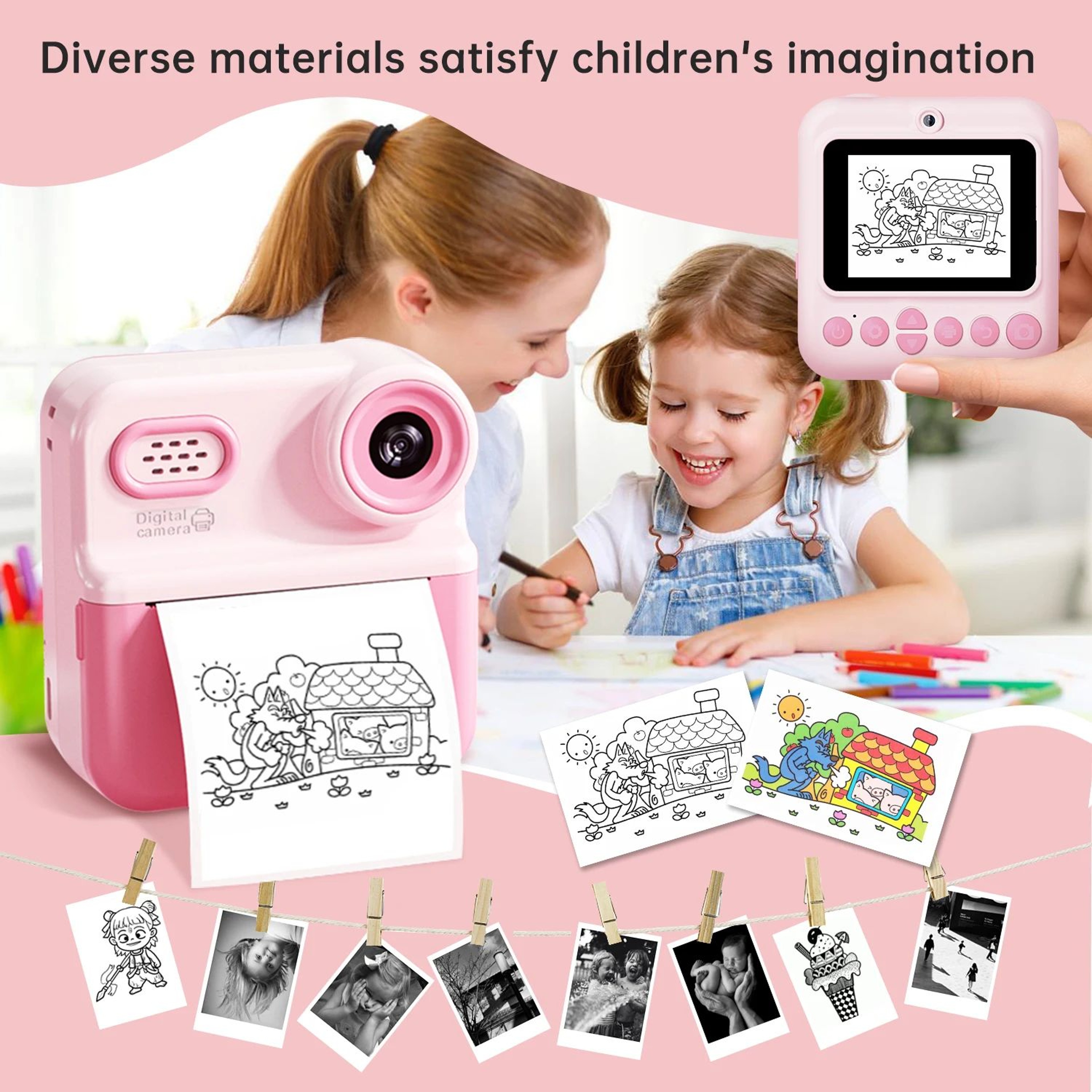 Kids Instant Print Camera  1080P Digital Video Camera With Thermal Photo Printing For Creative Play 5