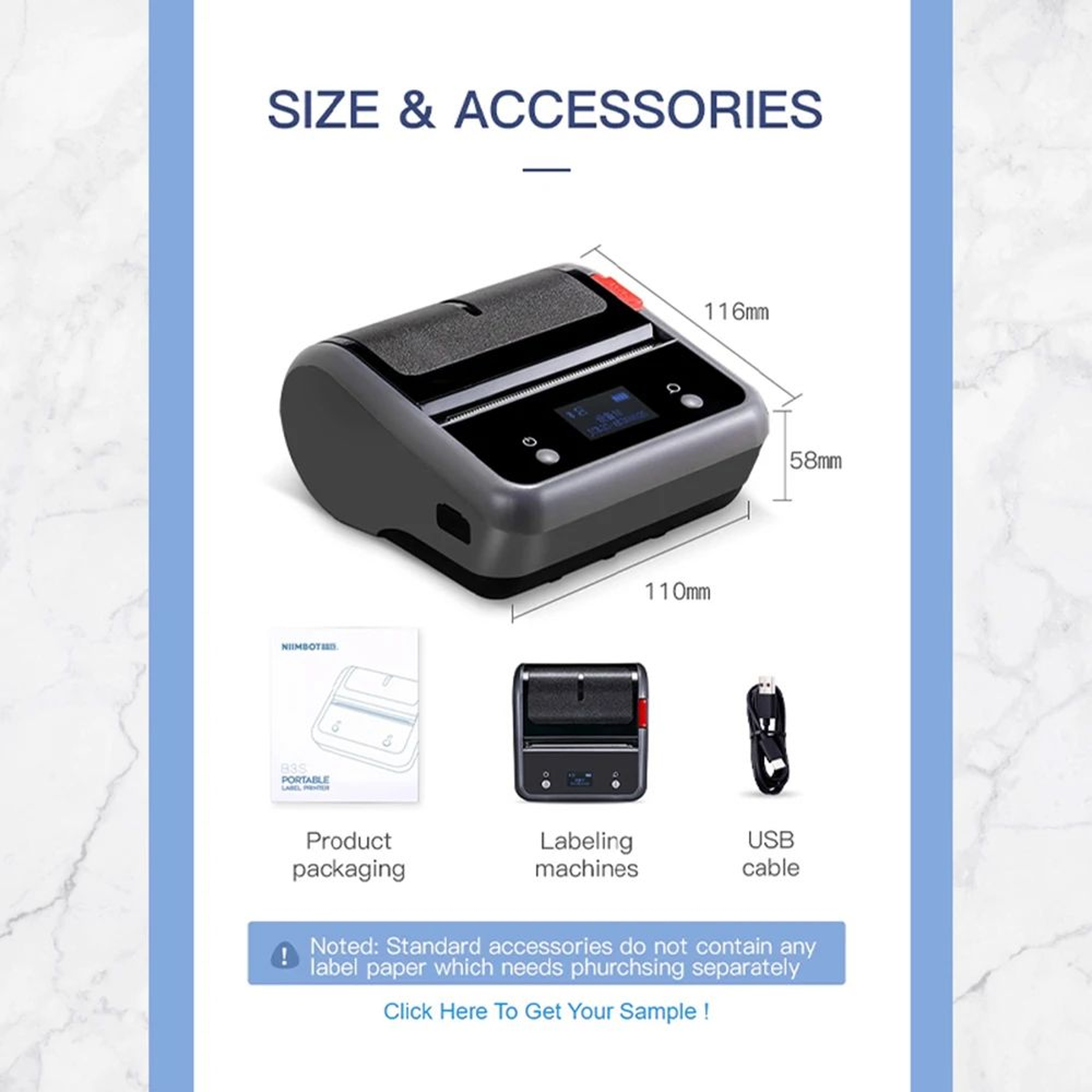 Wireless Thermal Label Printer  B3S Bluetooth Barcode  Jewelry Sticker Maker For IOS Android  Windo 6