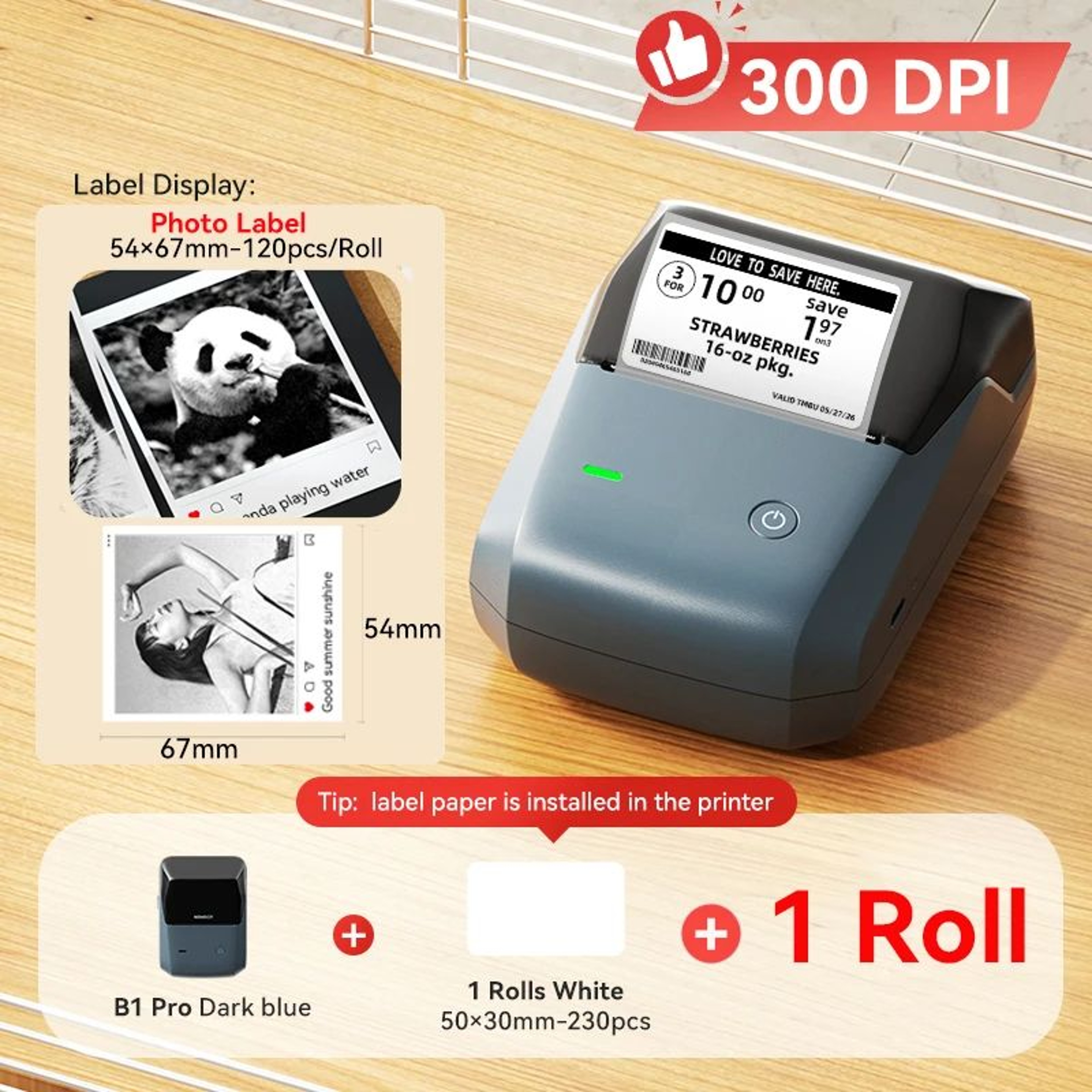 Thermal Label Printer  B1 Pro 300 DPI Red  Black Printing Bluetooth Device Sharing For Business Lab