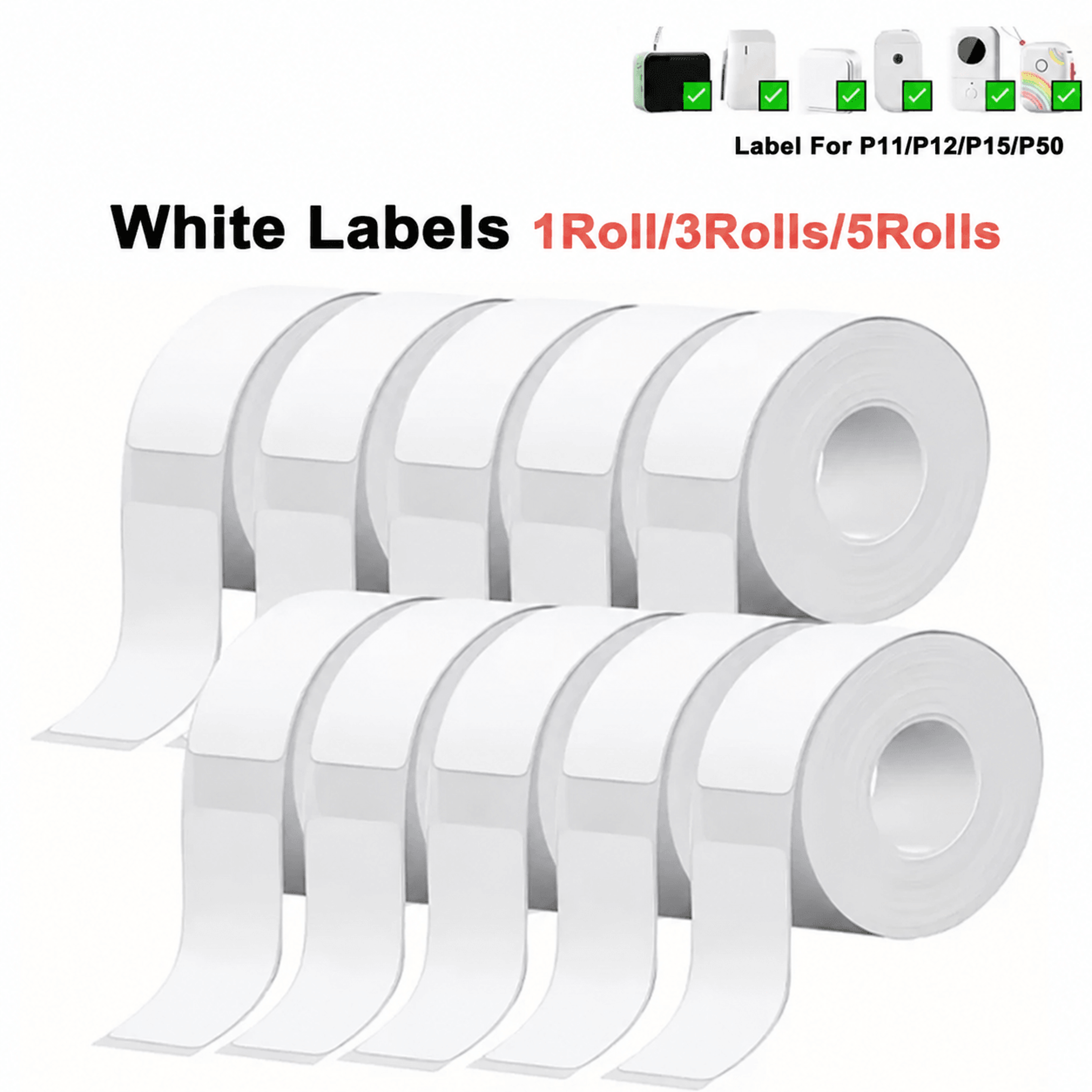 Thermal Label Refill  SelfAdhesive White Color  Decorative Sticker Rolls For P15 P12 P11 D30  Q30 L 0