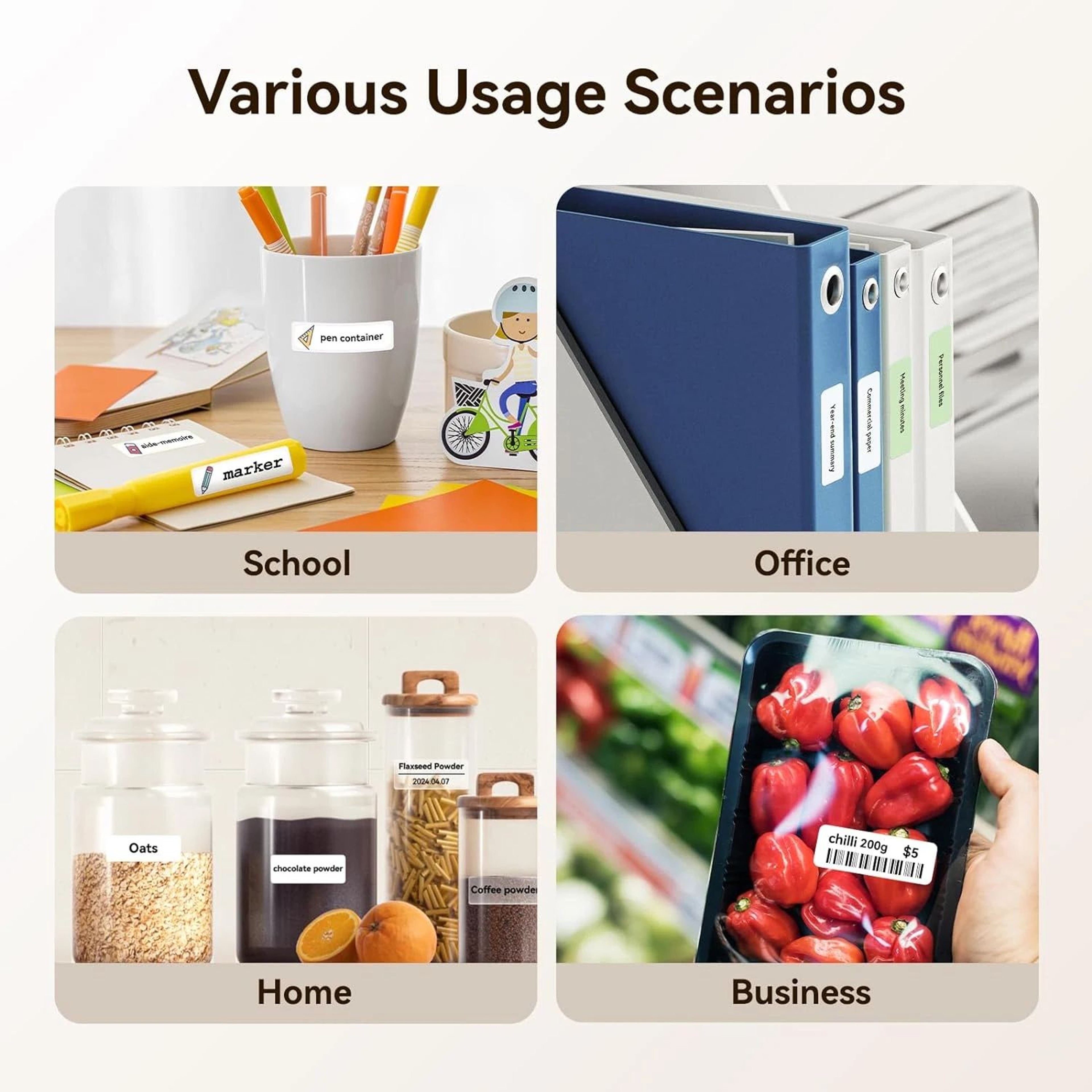 Mini Label Printer  D110M Bluetooth Inkless Sticker Maker With Auto Paper Rewind For Home Office  S