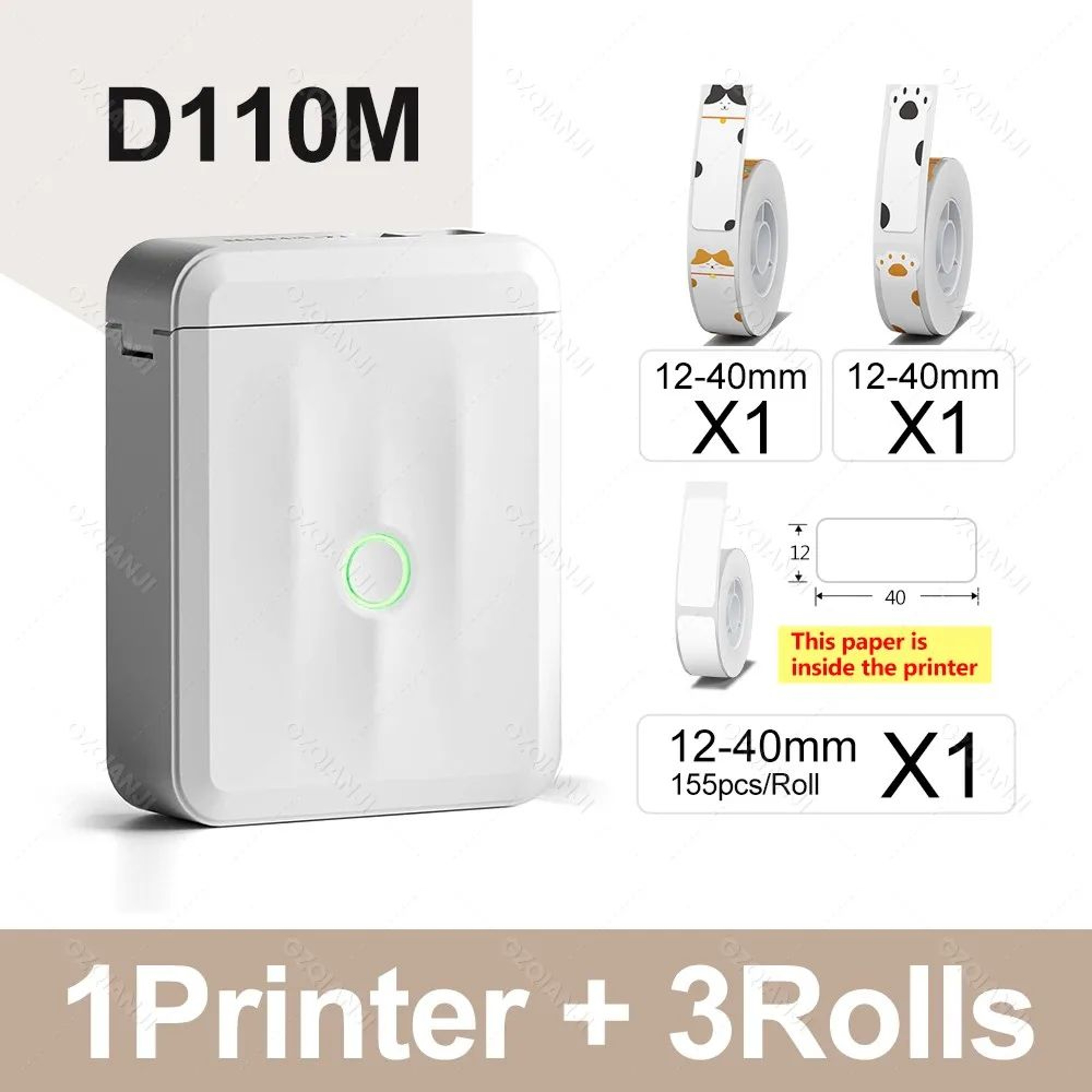 Mini Label Printer  D110M Bluetooth Inkless Sticker Maker With Auto Paper Rewind For Home Office  S