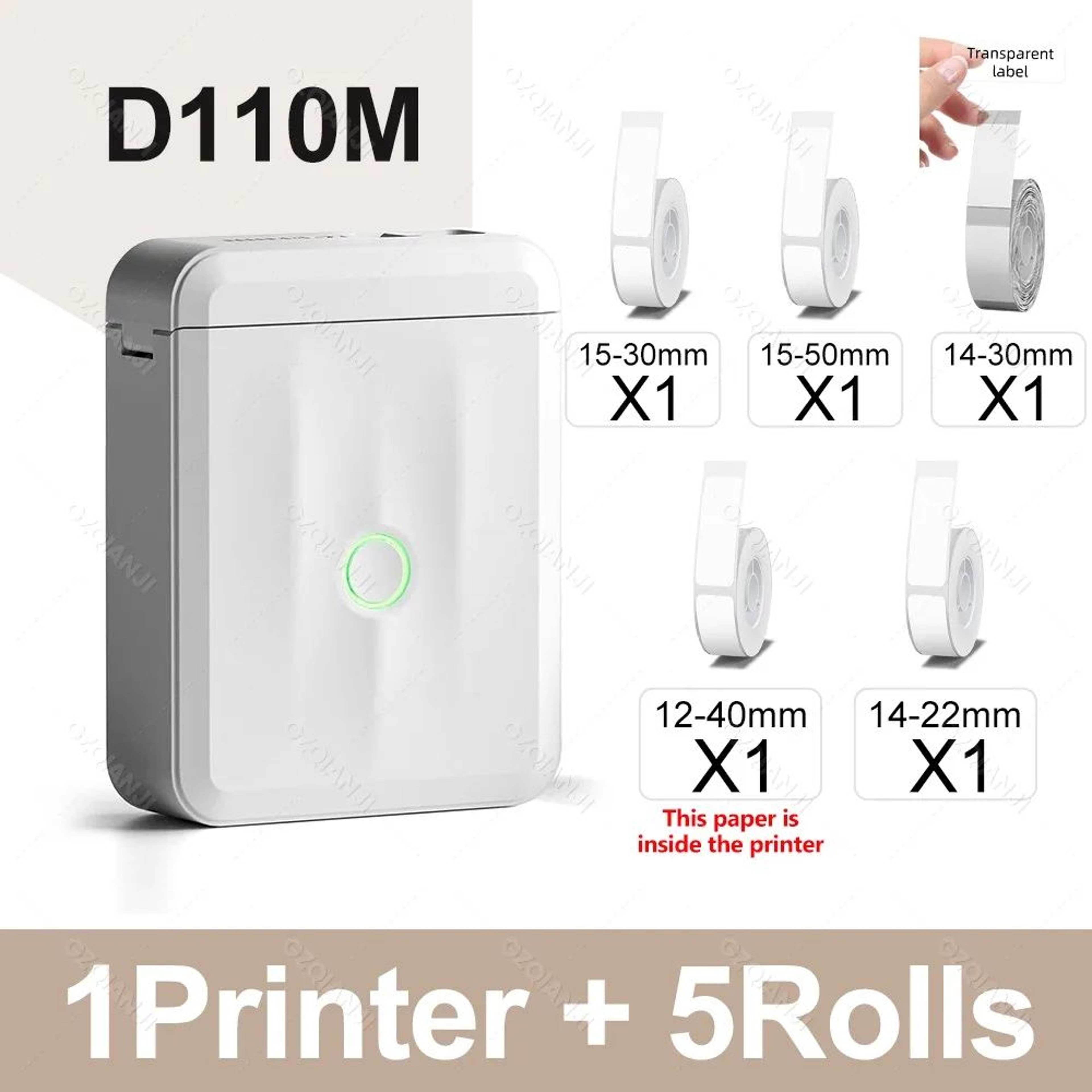 Mini Label Printer  D110M Bluetooth Inkless Sticker Maker With Auto Paper Rewind For Home Office  S