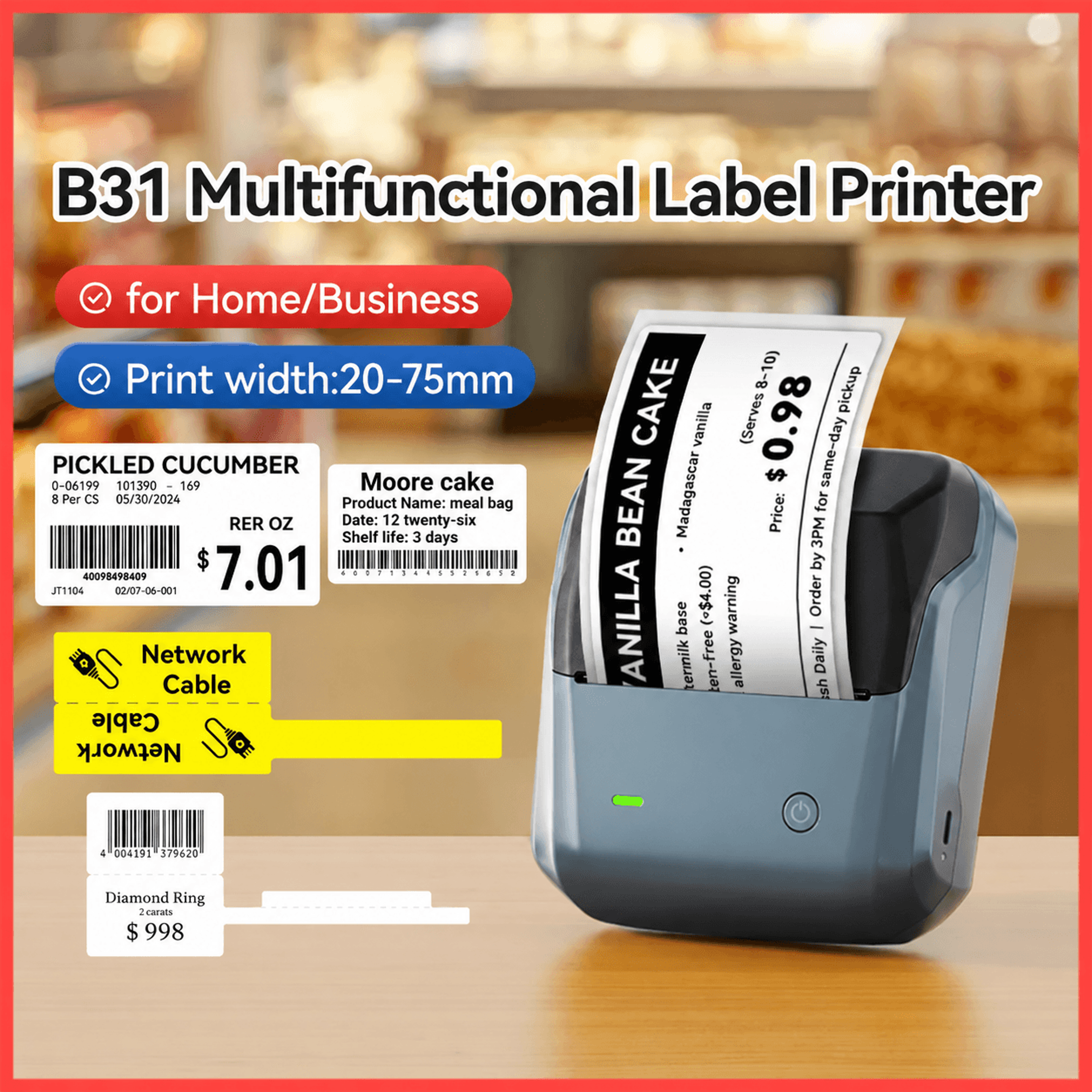 Thermal Label Printer  B31 Wireless Barcode Sticker Maker For Clothing Jewelry Retail Tags  Home Of 0