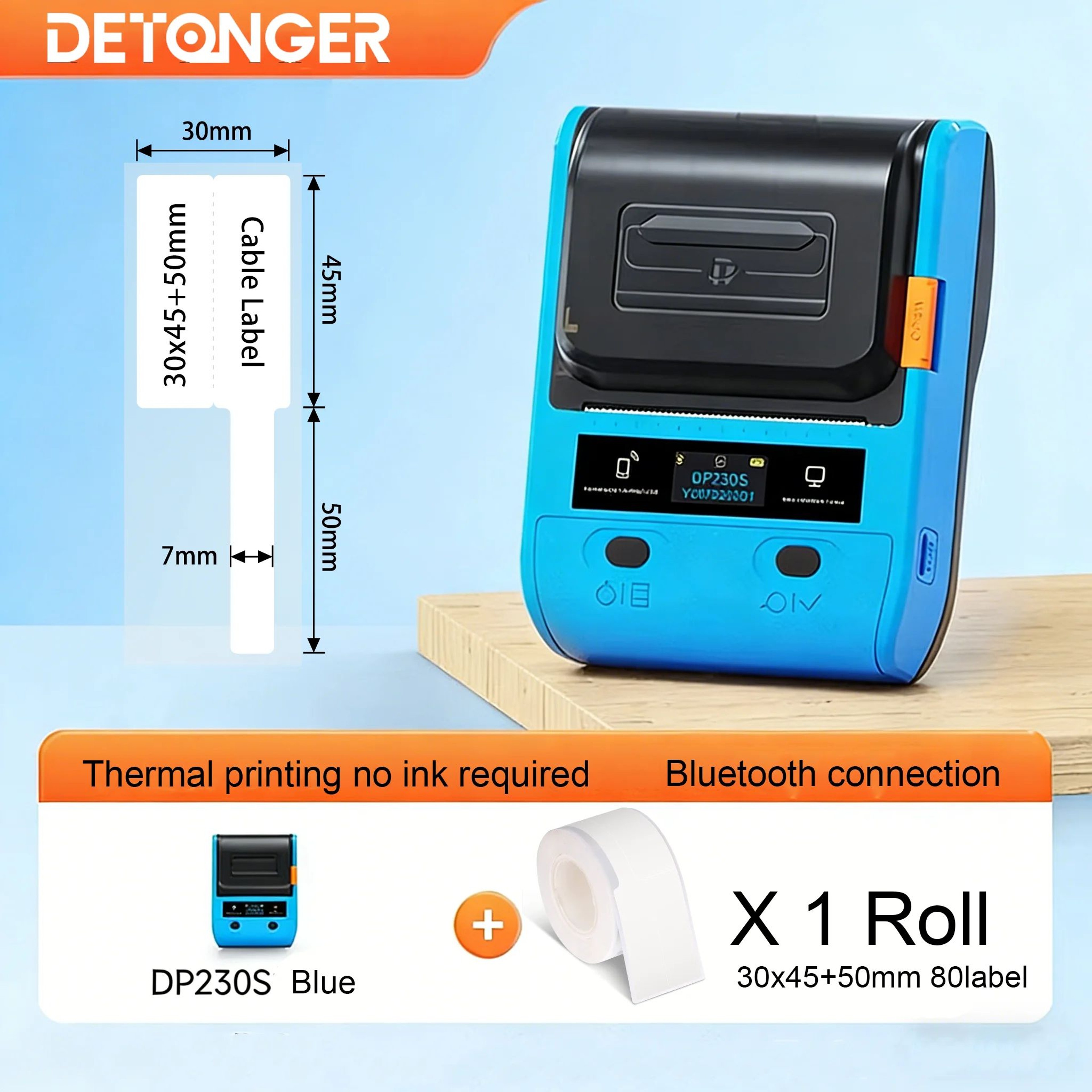 Portable Label Printer  DP230S Bluetooth Inkless Barcode  QR Sticker Maker For Cable Tags Shops  Ho 7