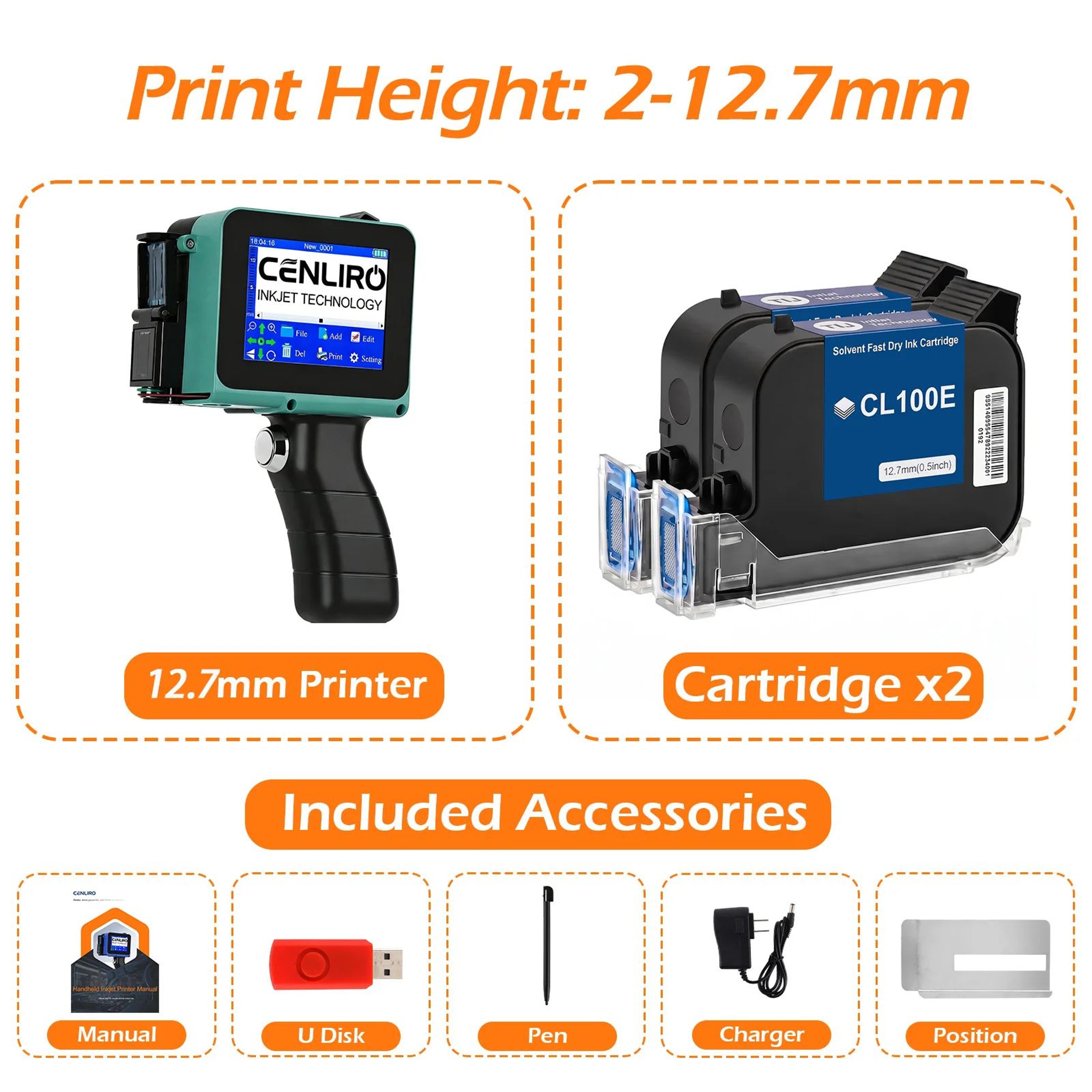 Handheld Inkjet Printer  CL05P Detachable TIJ Coder For QR Codes Barcodes Batch Numbers Expiry Date