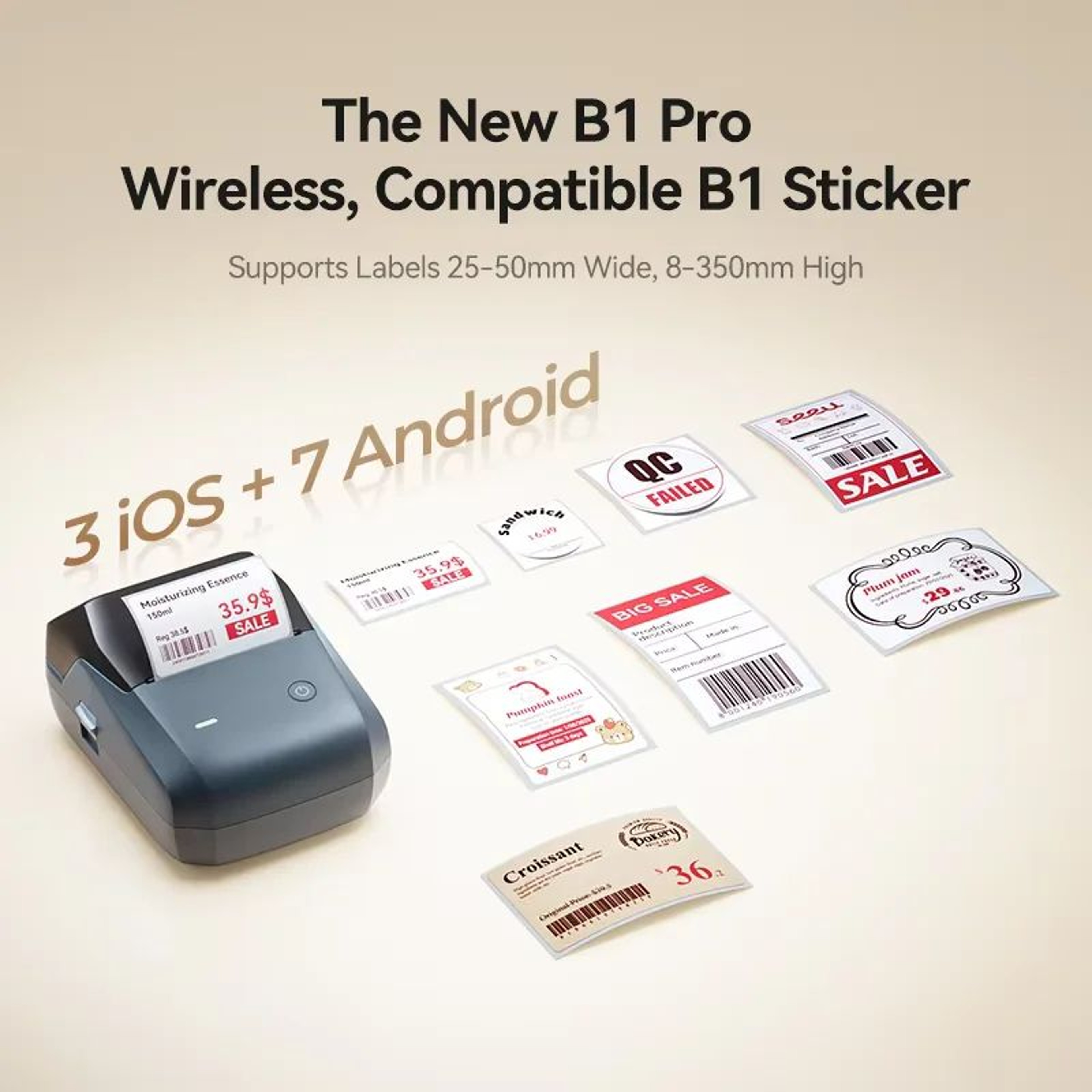 Wireless Label Printer  B1 Pro 300 DPI Red  Black Thermal Sticker Maker For Android IOS  PC Home An 2