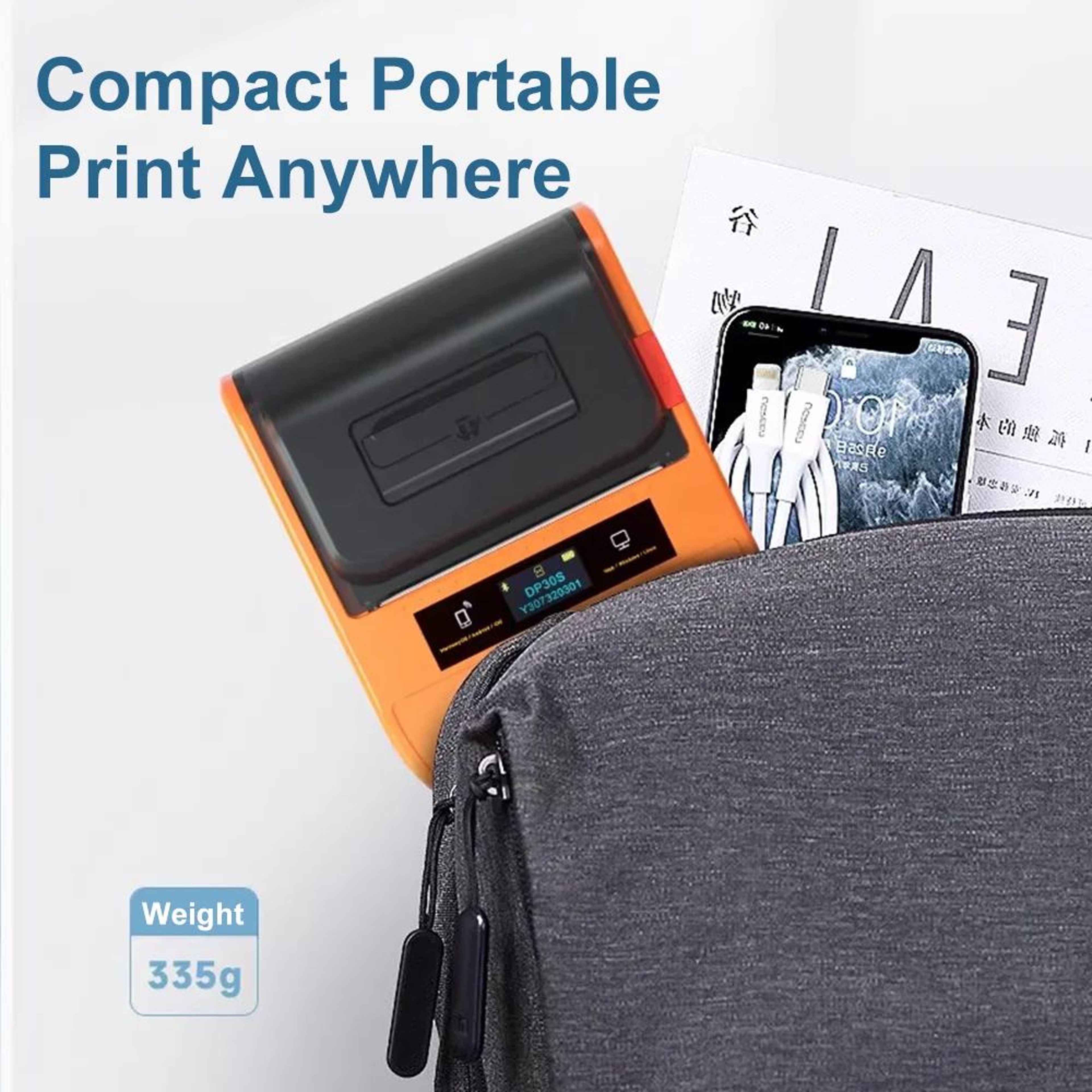 Portable Label Printer  DP30S Bluetooth Thermal Barcode Sticker Maker Via WePrint For Android IOS