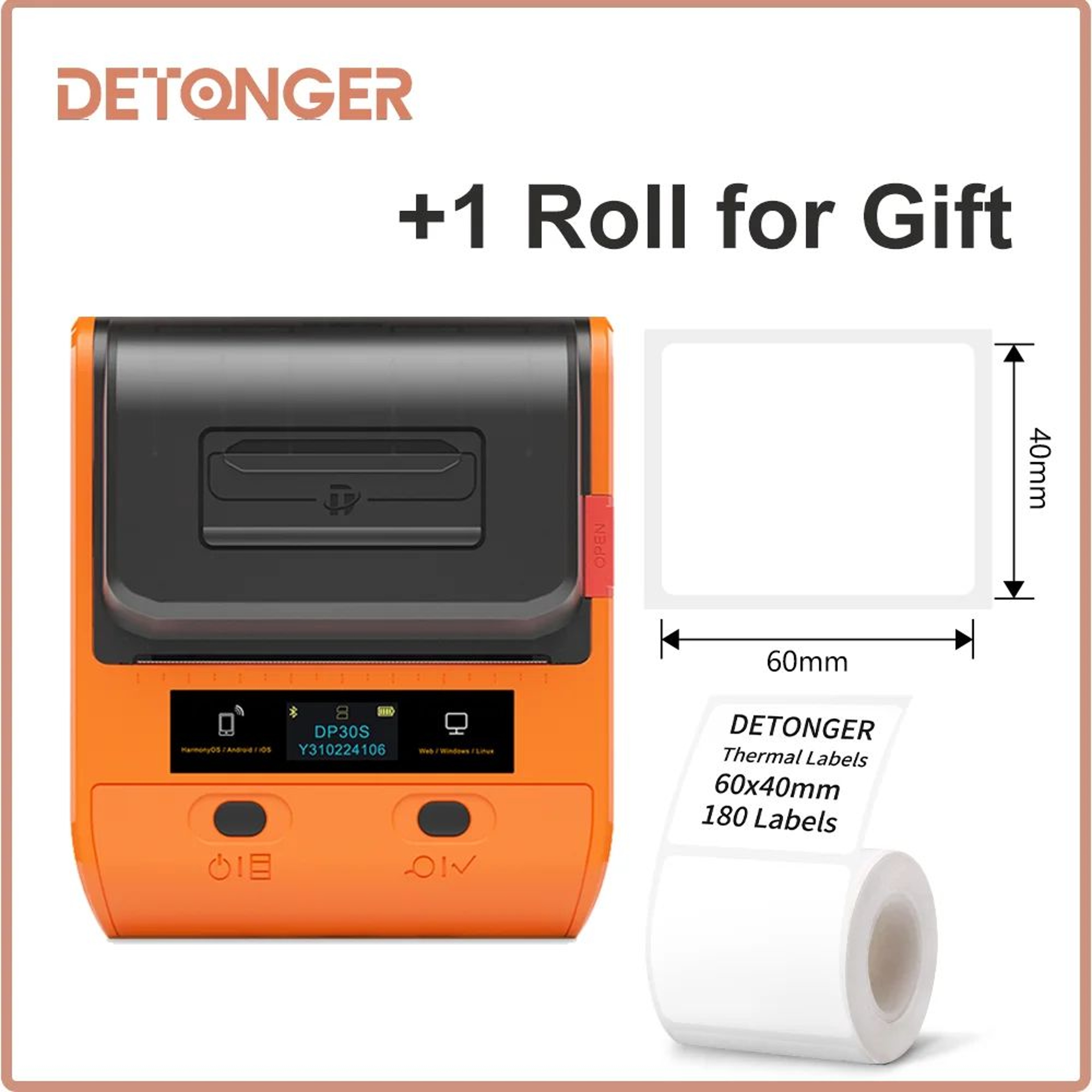 Portable Label Printer  DP30S Bluetooth Thermal Barcode Sticker Maker Via WePrint For Android IOS