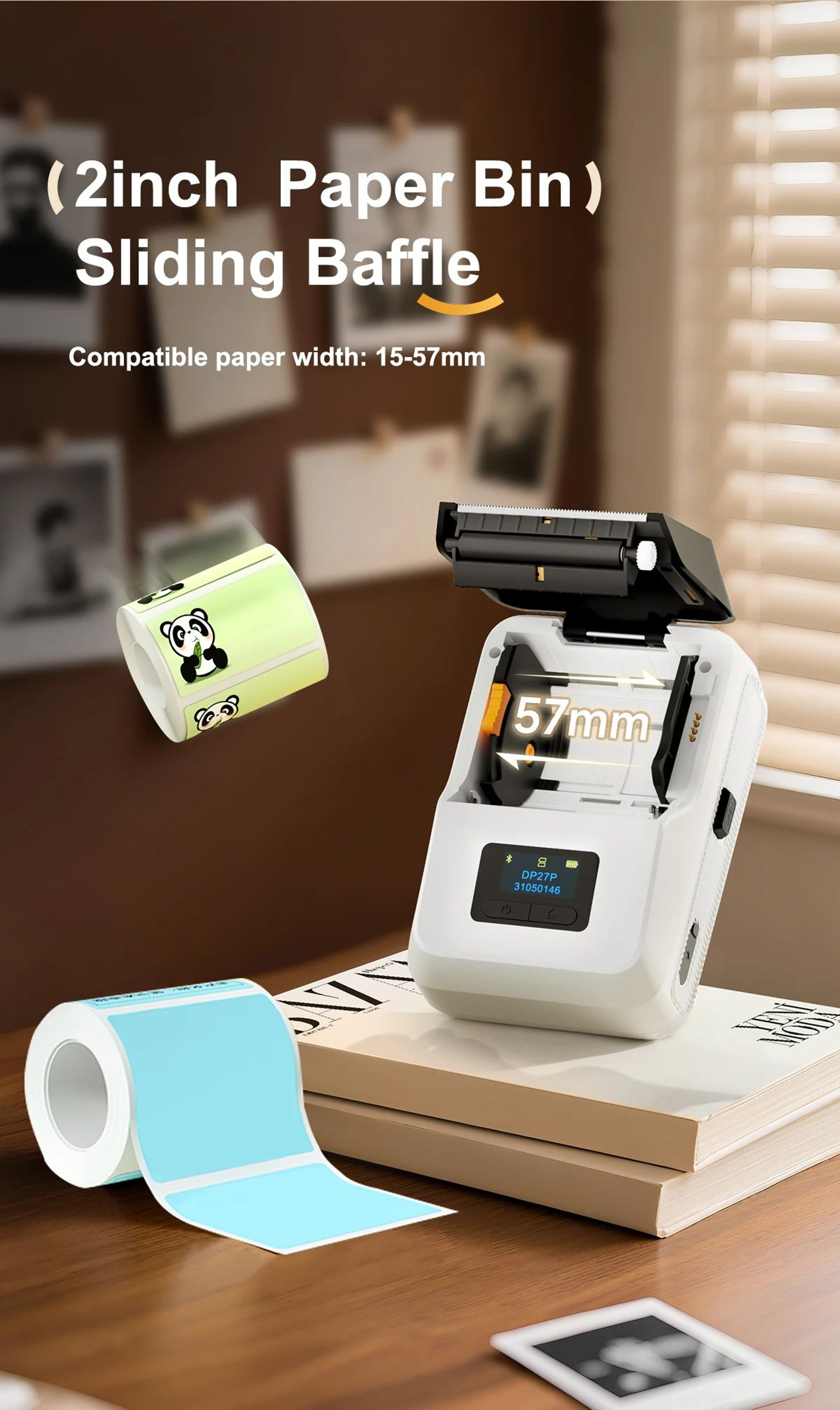 Label Printer  DP27P 300 DPI Bluetooth Inkless Sticker Maker With 2 In TFT Display For Jewelry Cabl