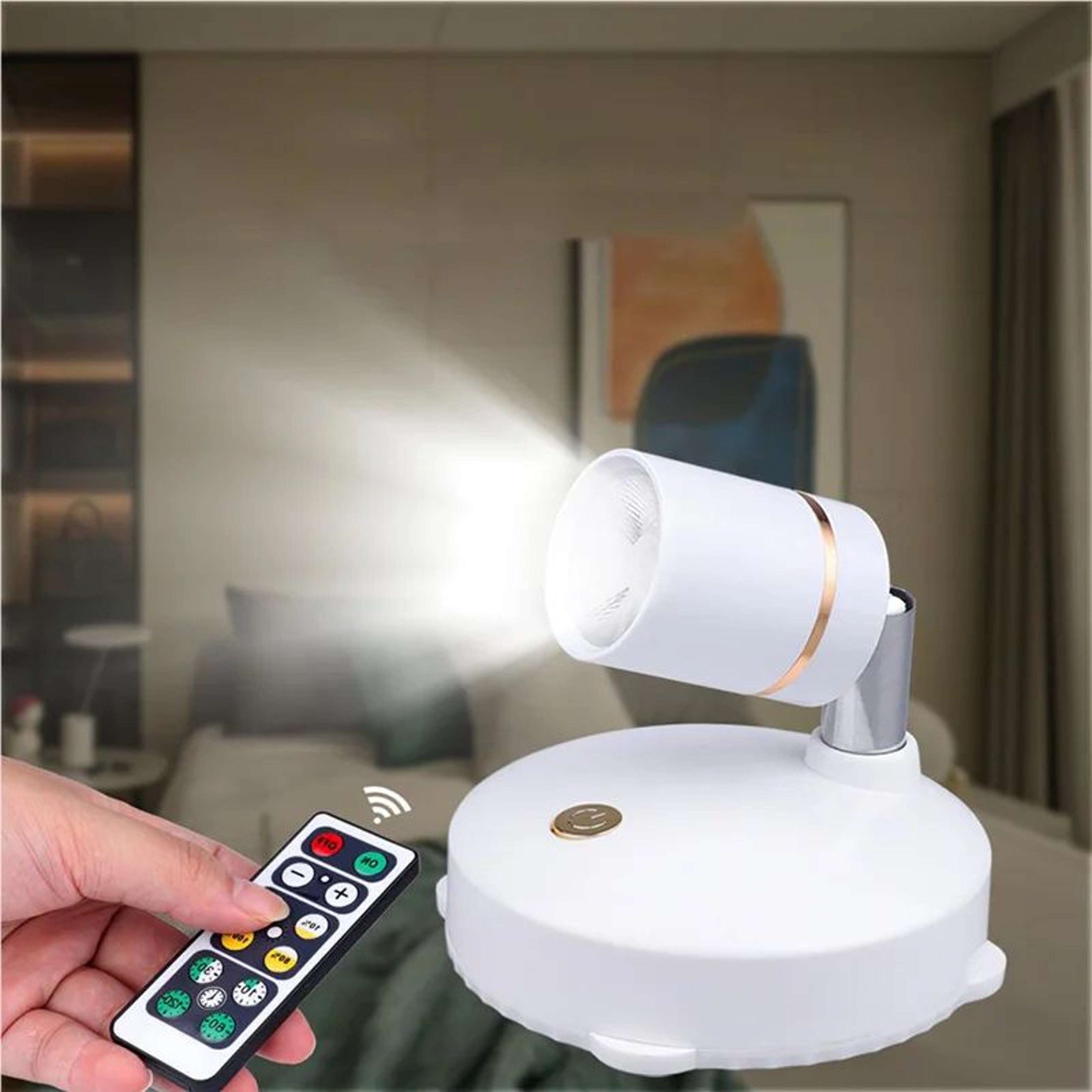 Mini Wireless LED Spotlights  2 Pack Remote Control Accent Lights With Dimming Timer And Adjustable 0