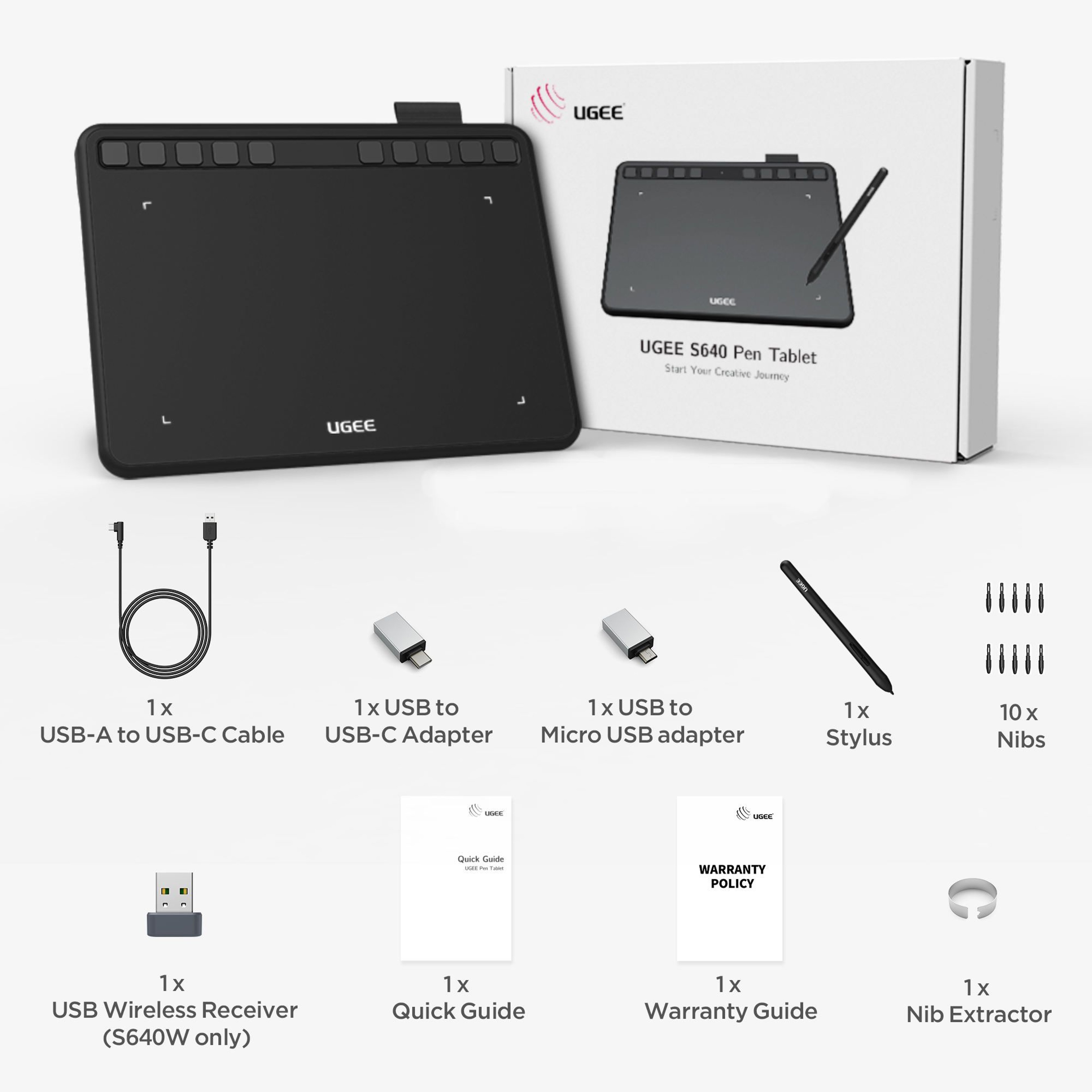 UGEE S640 Drawing Tablet  6 Inch Pen Pad With 8192 Pressure Stylus For Android Windows Mac 5
