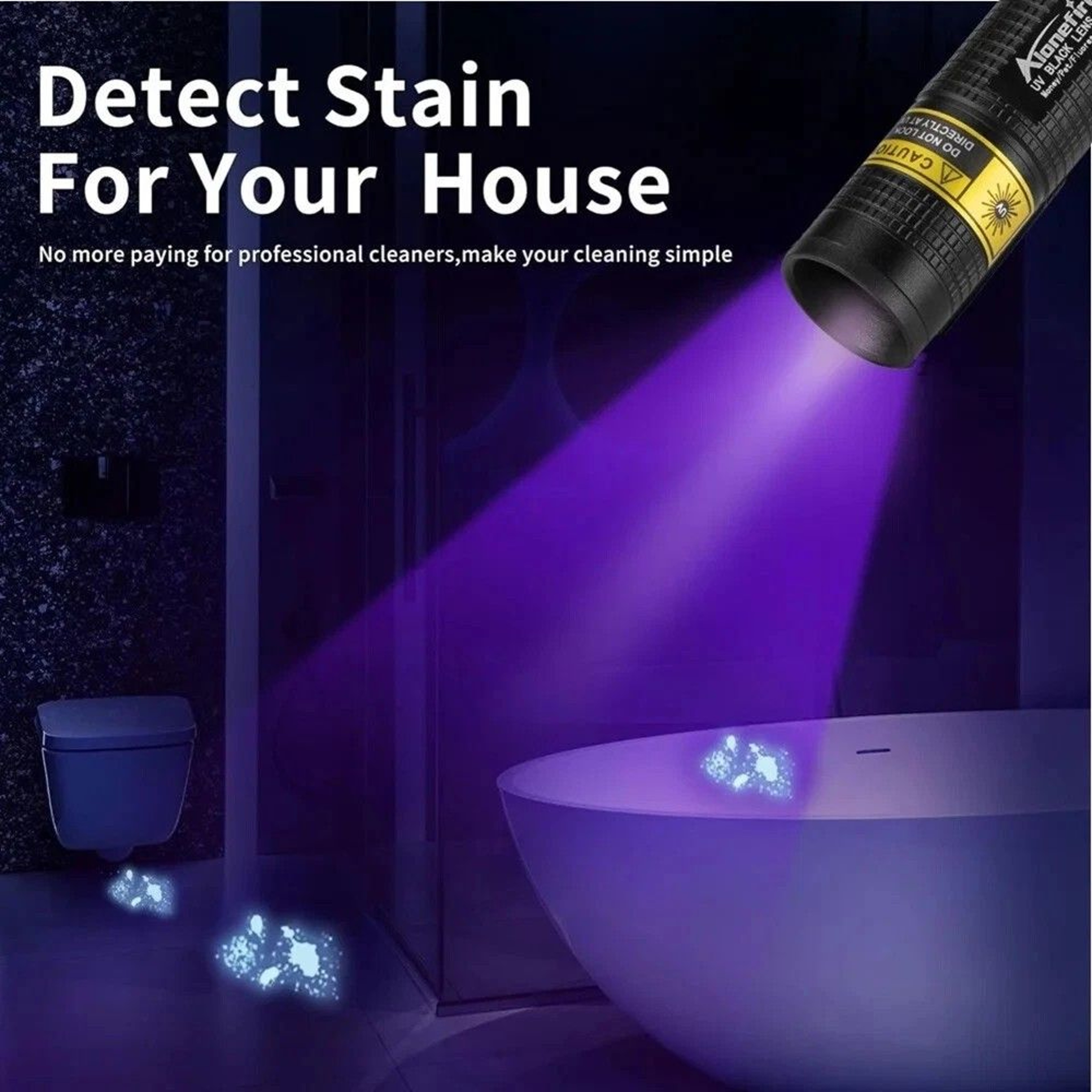 365nm Mini UV Blacklight Flashlight  USB Rechargeable  Detect Pet Stains Scorpions Money Marks Mine