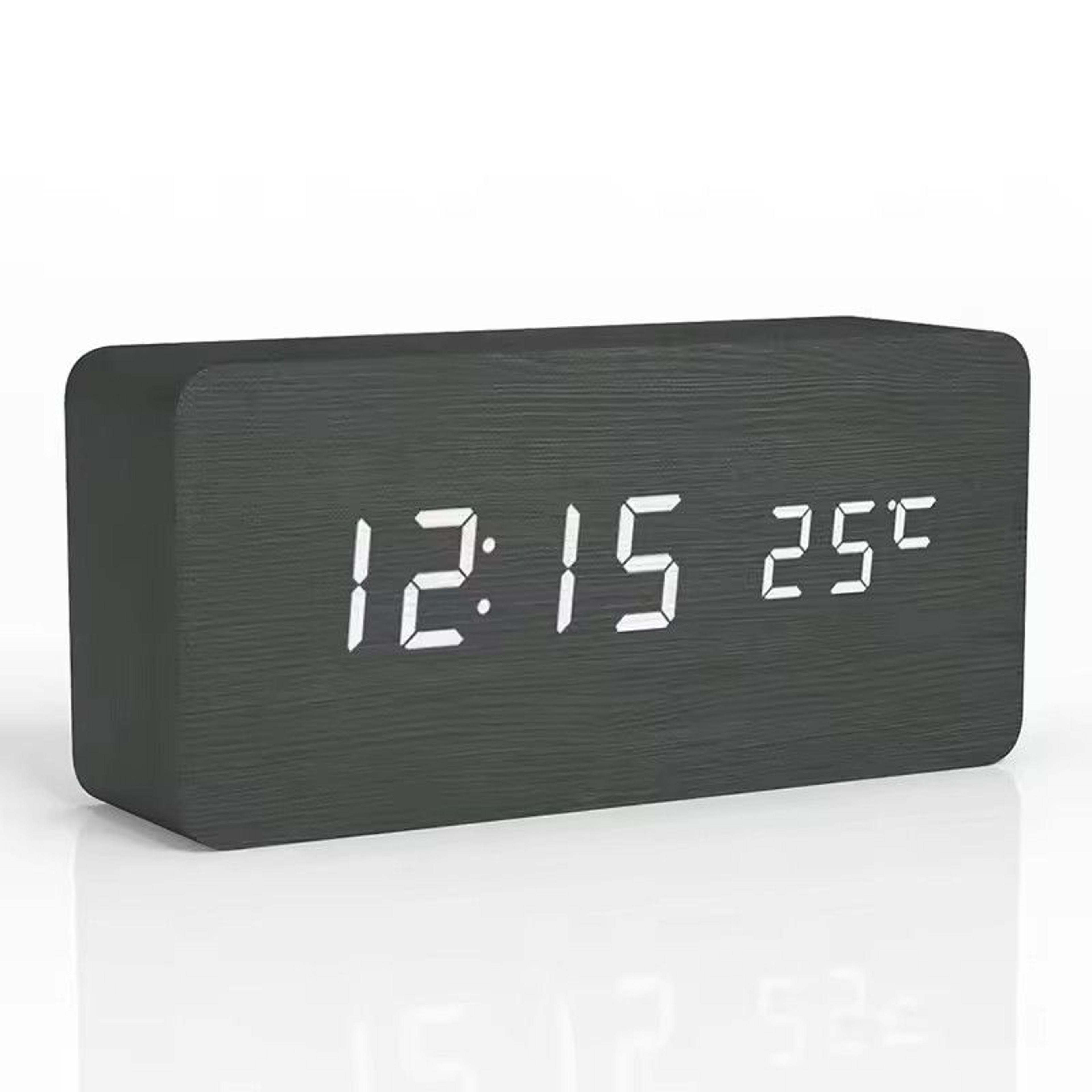 Wooden LED Digital Alarm Clock With Temperature Display  Desk  Bedside Clock For Home  Office 10