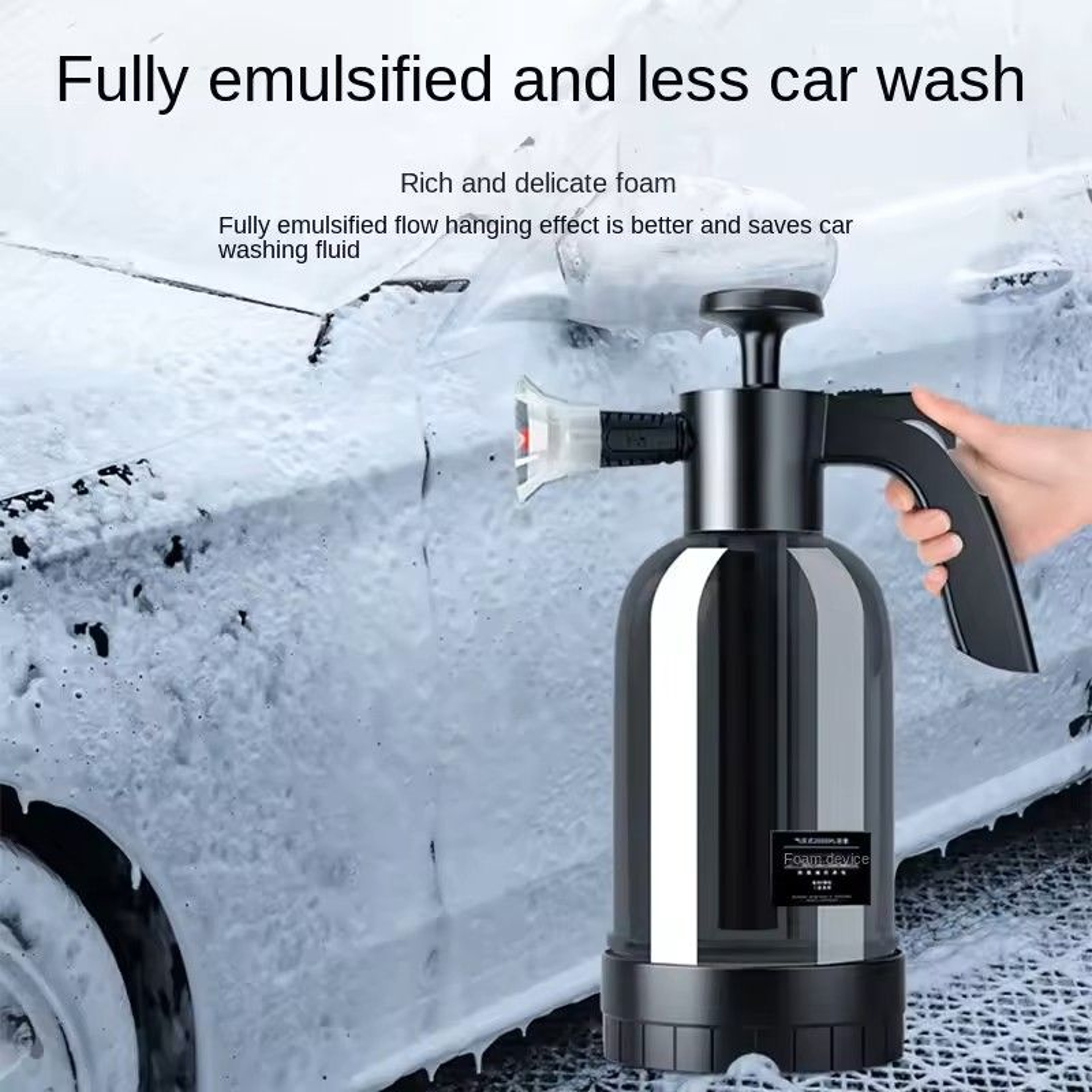 2L Hand Pump Foam Cannon  Manual Car Wash Sprayer With 3 Nozzles 8