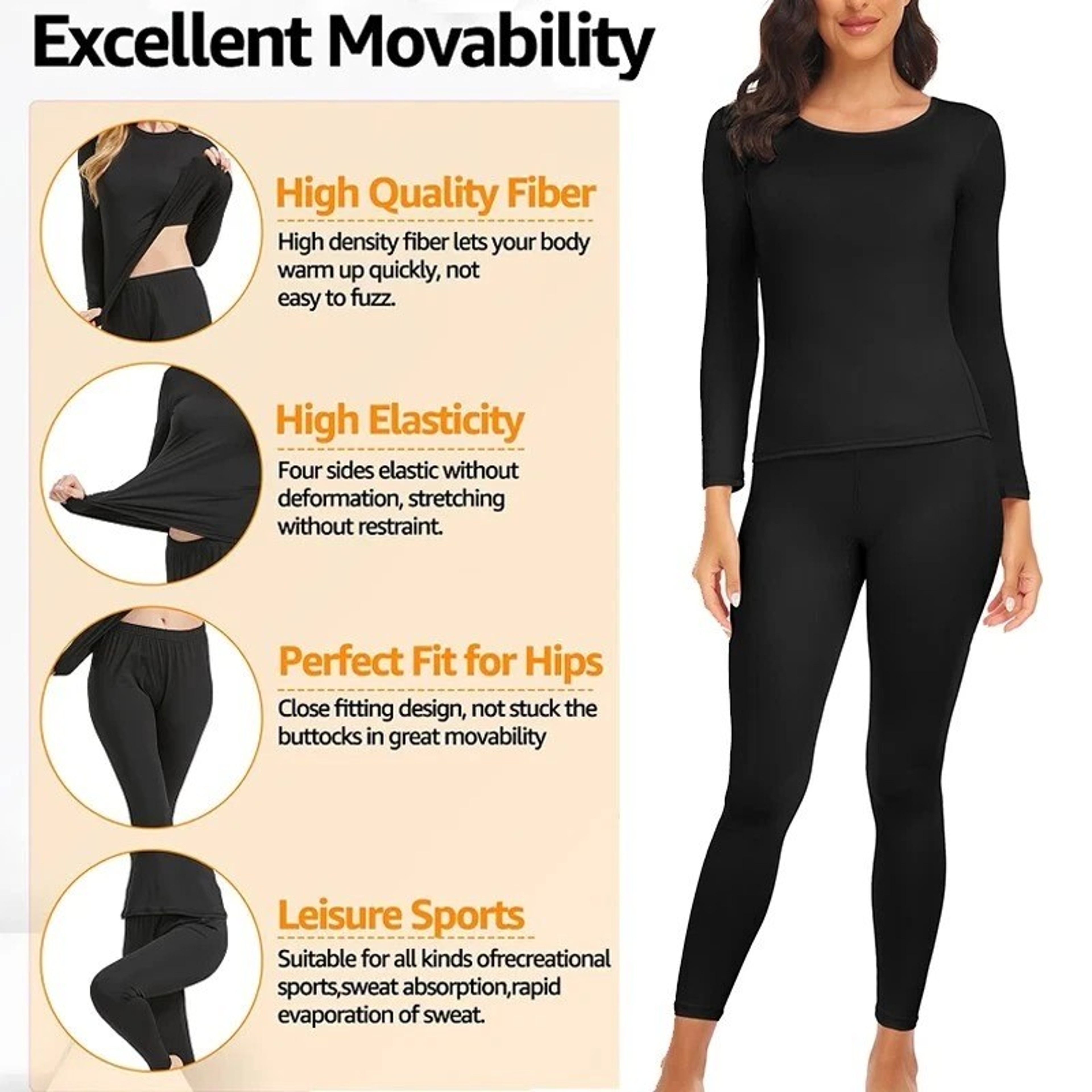 Performance Thermal Base Layer Set – 2-Pack Fleece-Lined Long Johns for Women, Ideal for Hiking & Skiing – view 13