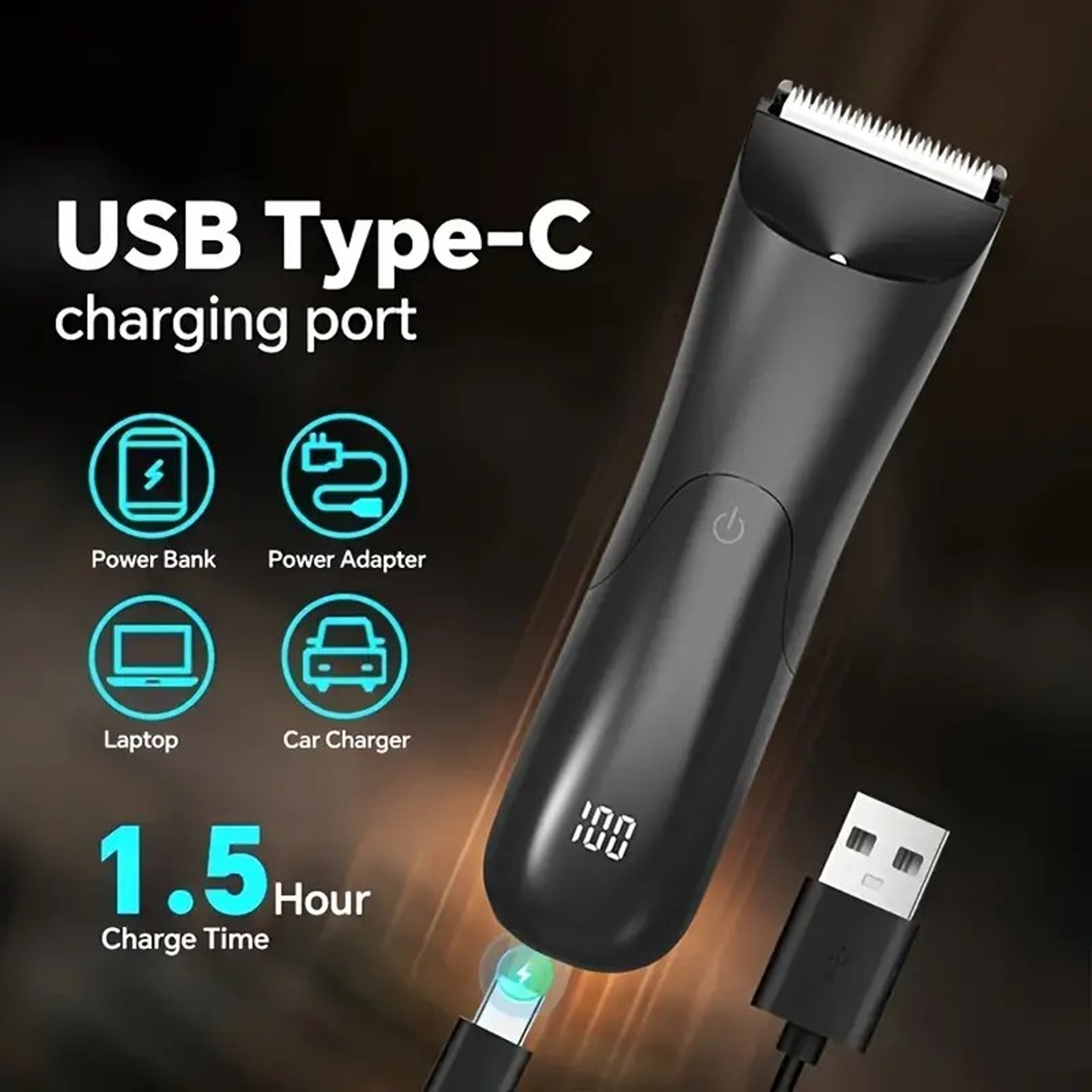 USB Body Hair Trimmer for Men – Beard, Groin & Full Body Grooming – view 10