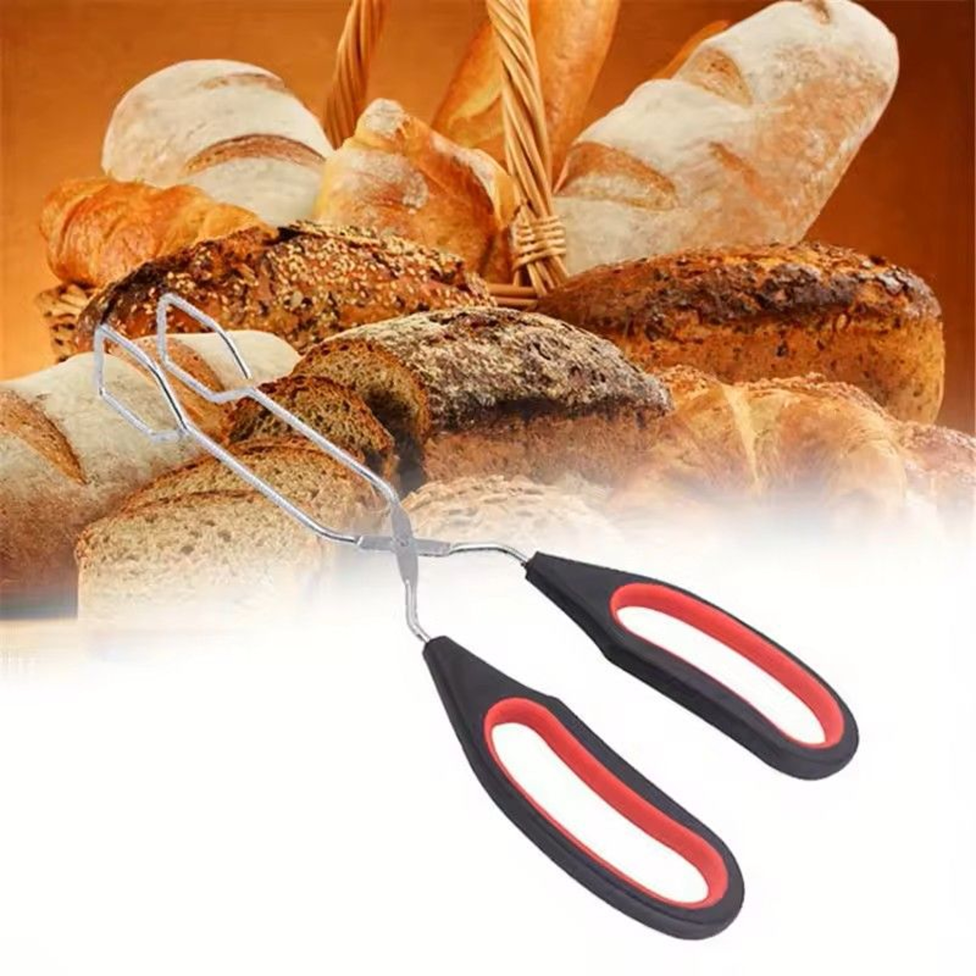 3Sizes Barbecue Scissor Tong NonSlip Long Handle Metal BBQ Baking Clips 0