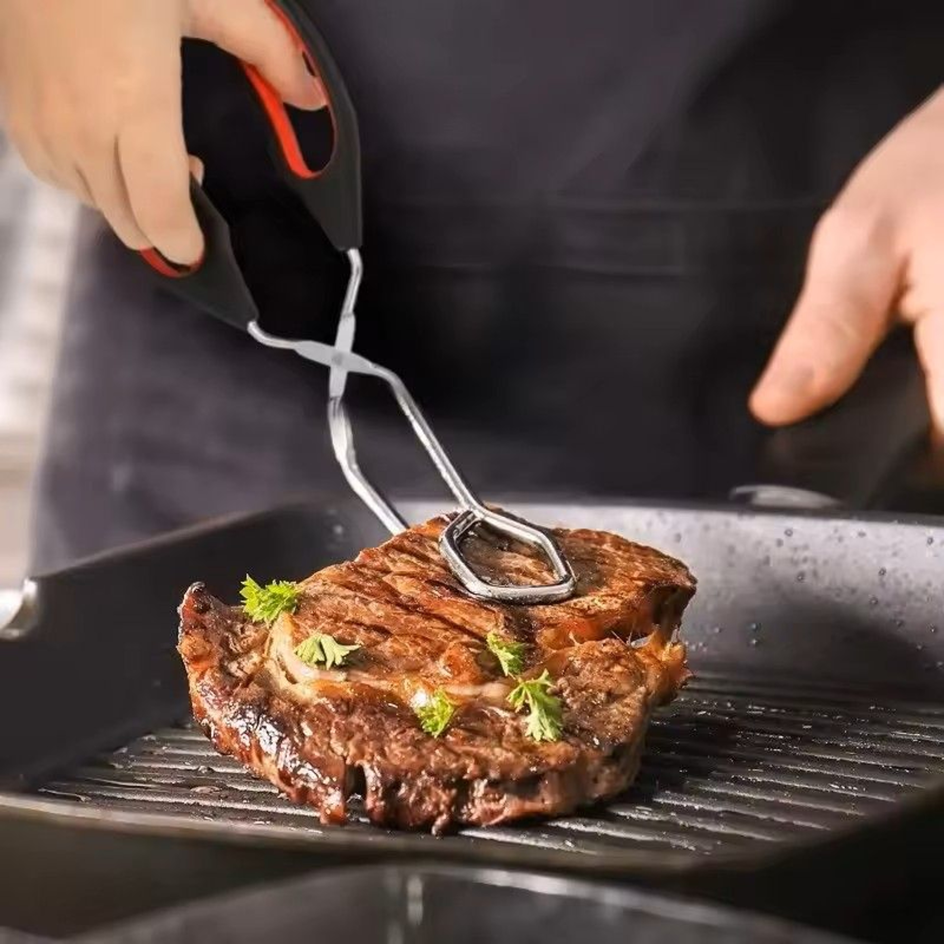 3Sizes Barbecue Scissor Tong NonSlip Long Handle Metal BBQ Baking Clips 3