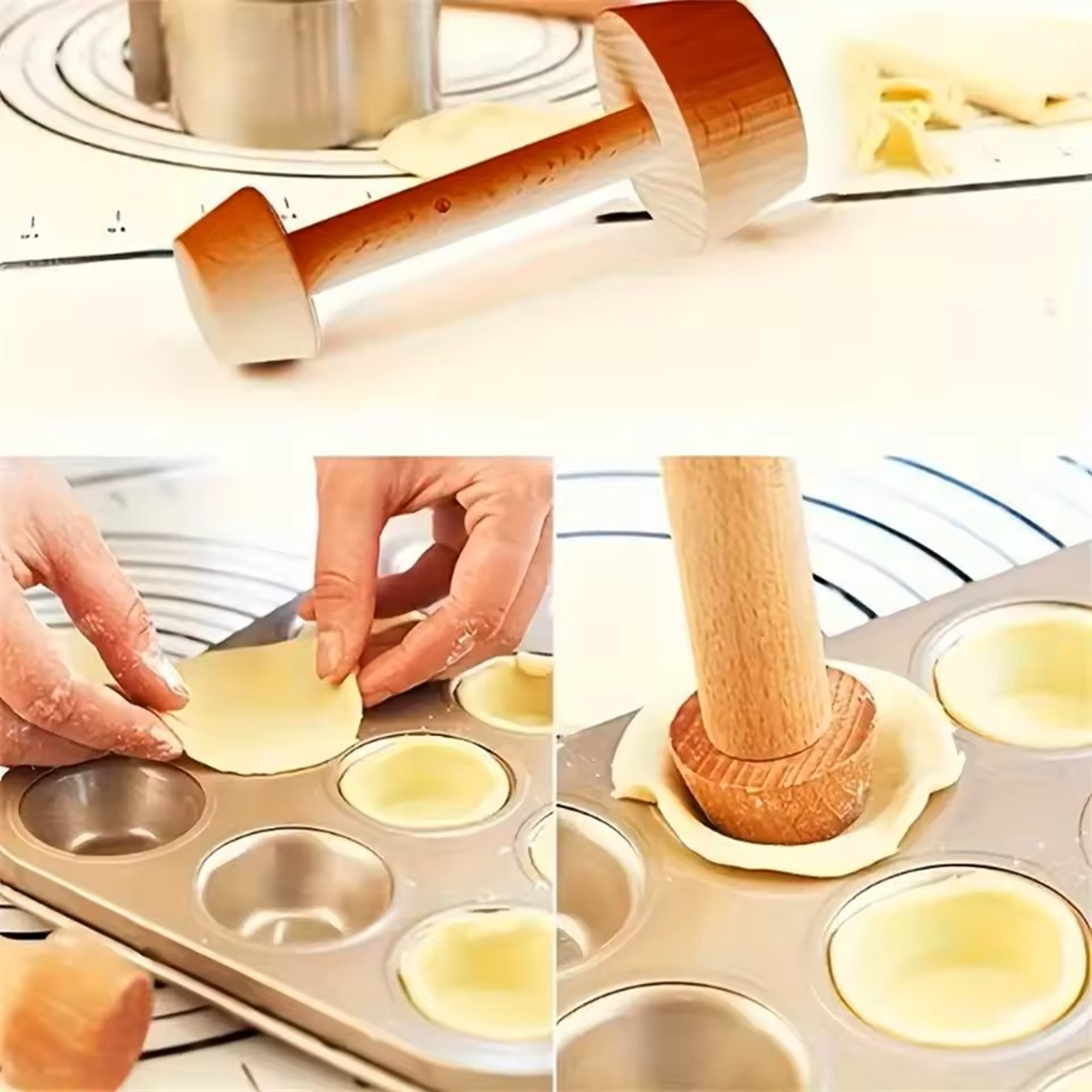 Premium Wooden Egg Tart Mold Double Side Pastry Tamper for Baking Tarts and Mini Pies – view 13