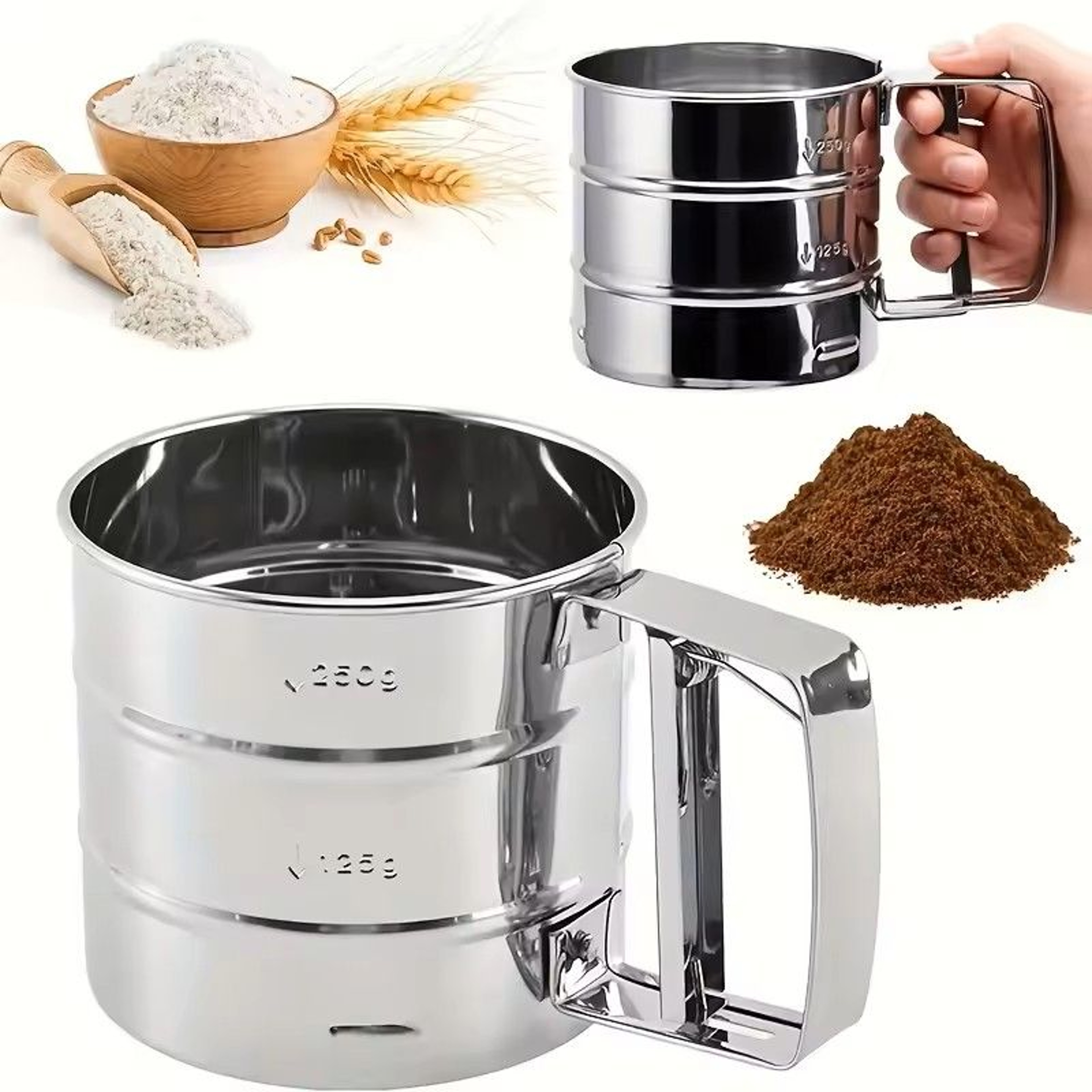 Stainless Steel Fine Mesh Flour Sifter With Handle 7