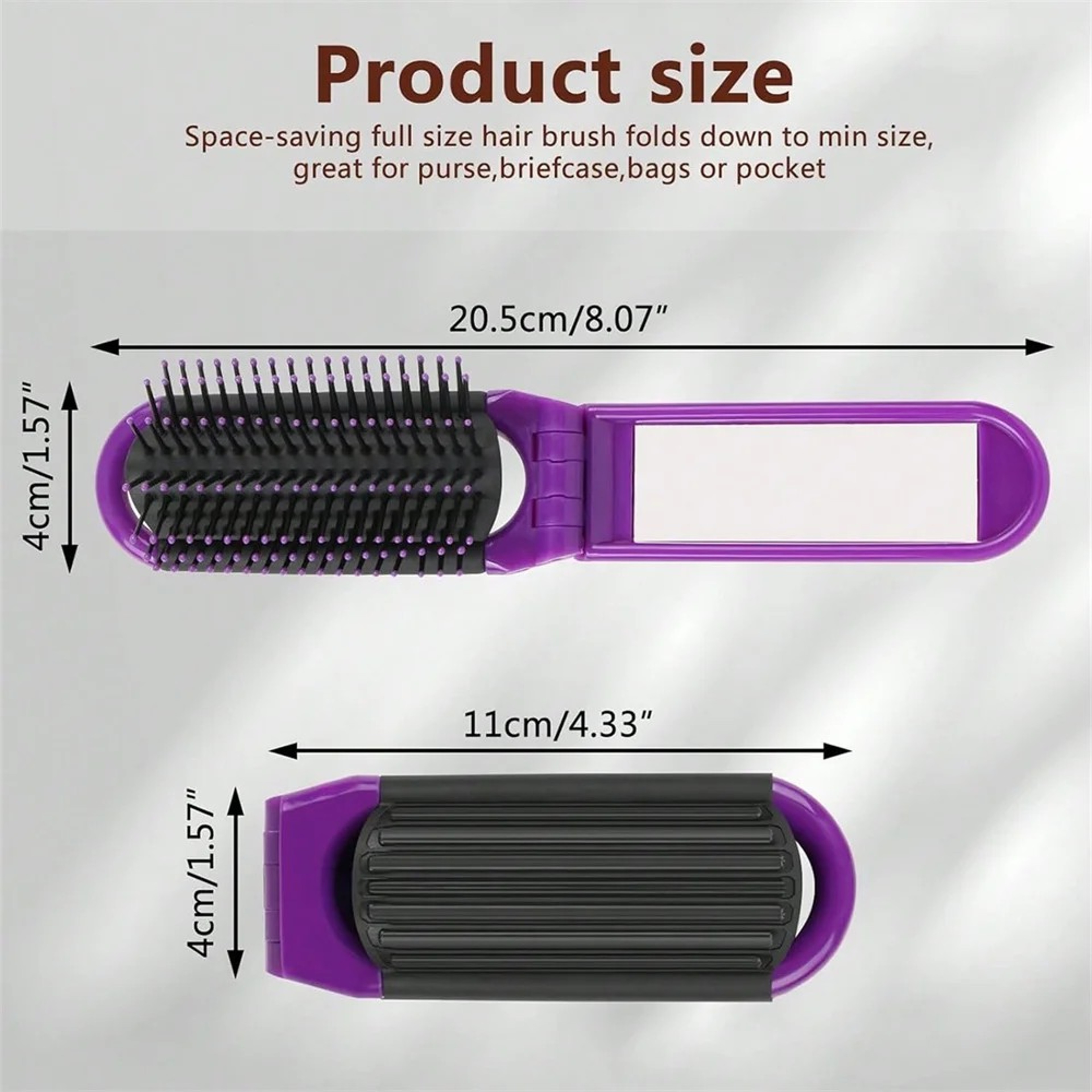 3pcs Foldable Portable Mirror Comb Mini Hairbrush with Scalp Massage Airbag Design – view 1