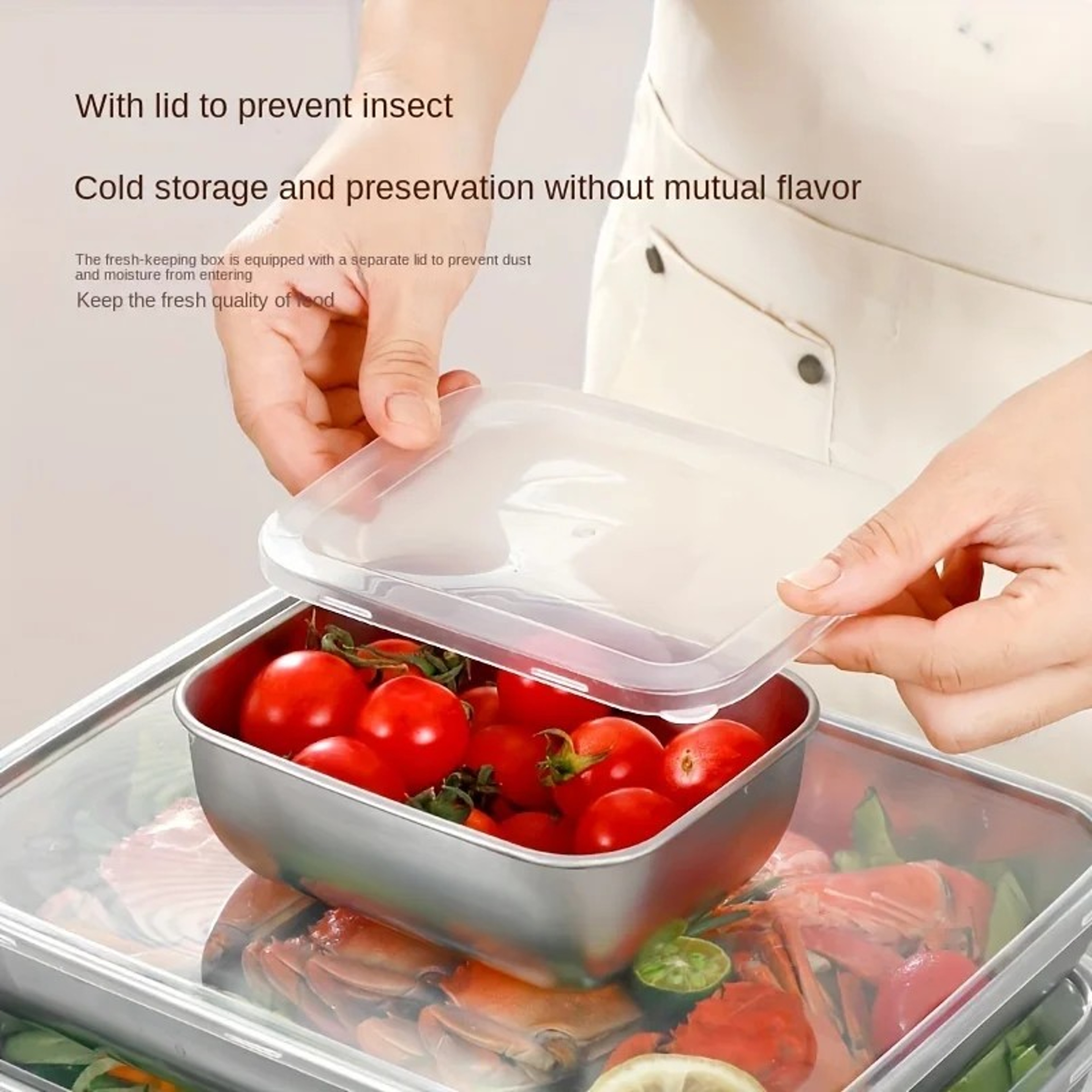 Stainless Steel Food Storage Containers with Flip Top Lids Reusable Kitchen and Fridge Organizers – view 2