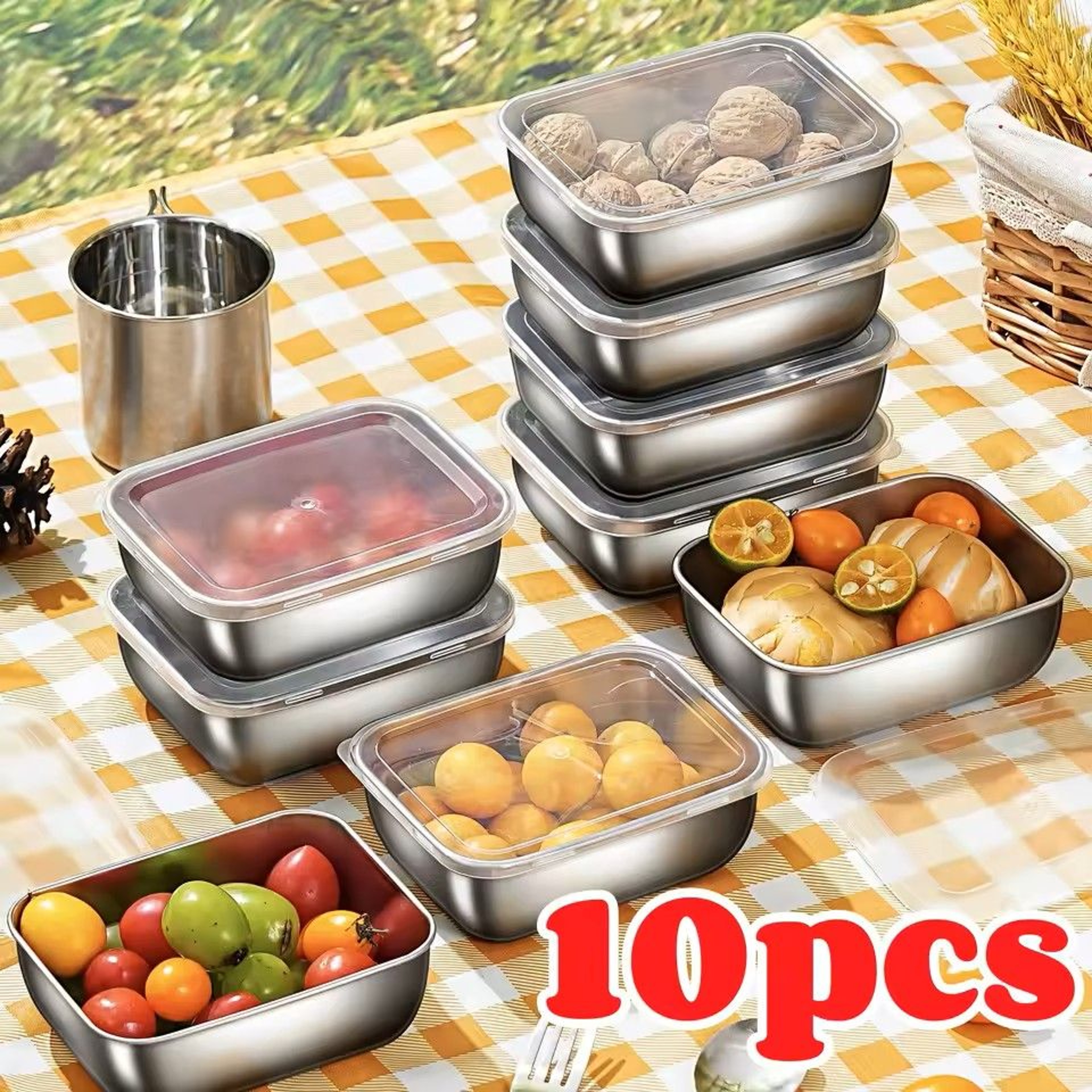 Stainless Steel Food Storage Containers With Flip Top Lids Reusable Kitchen And Fridge Organizers 0