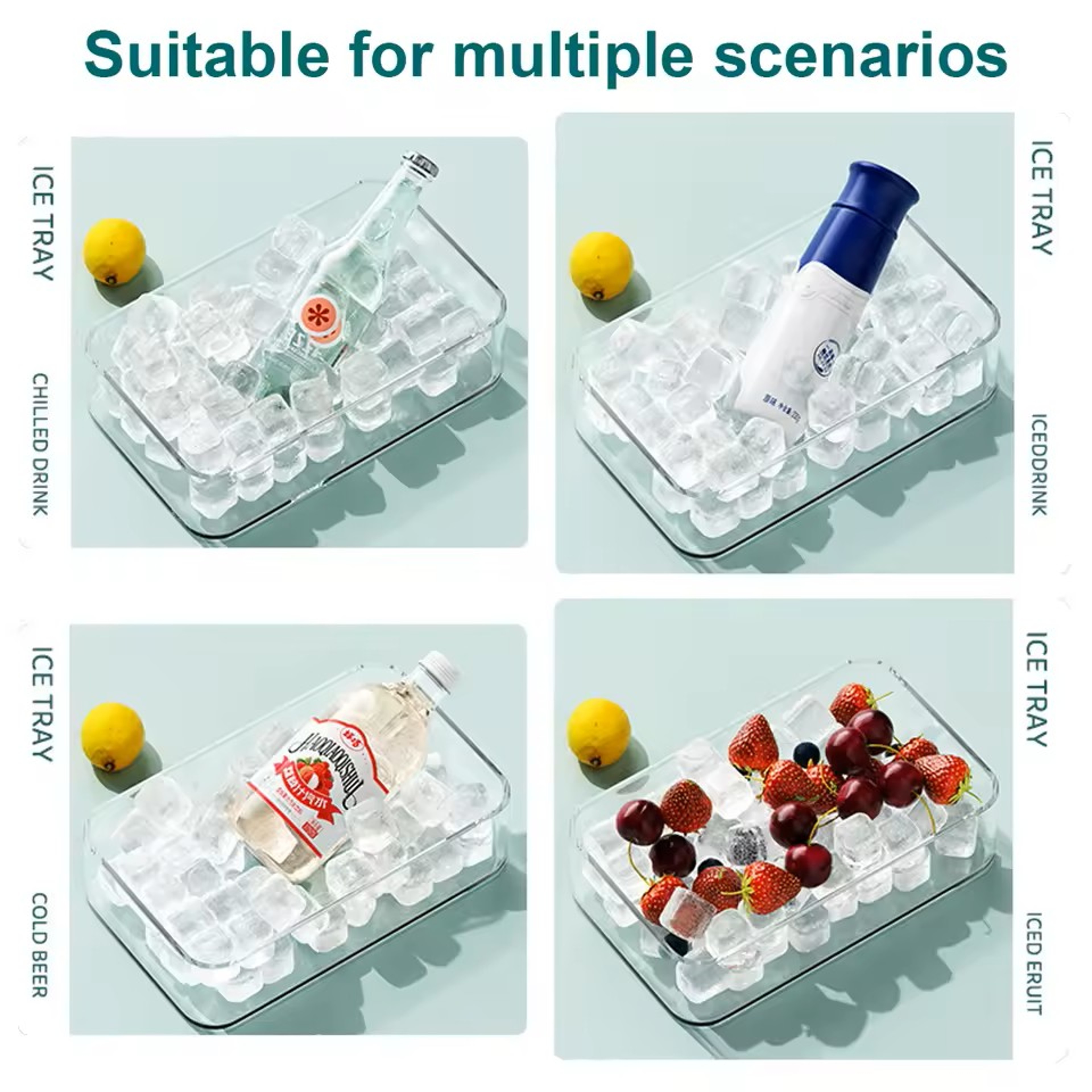 Leeseph Silicone Ice Cube Tray with Removable Lid – Perfect Square Ice for Cocktails & Daily Drinks – view 3