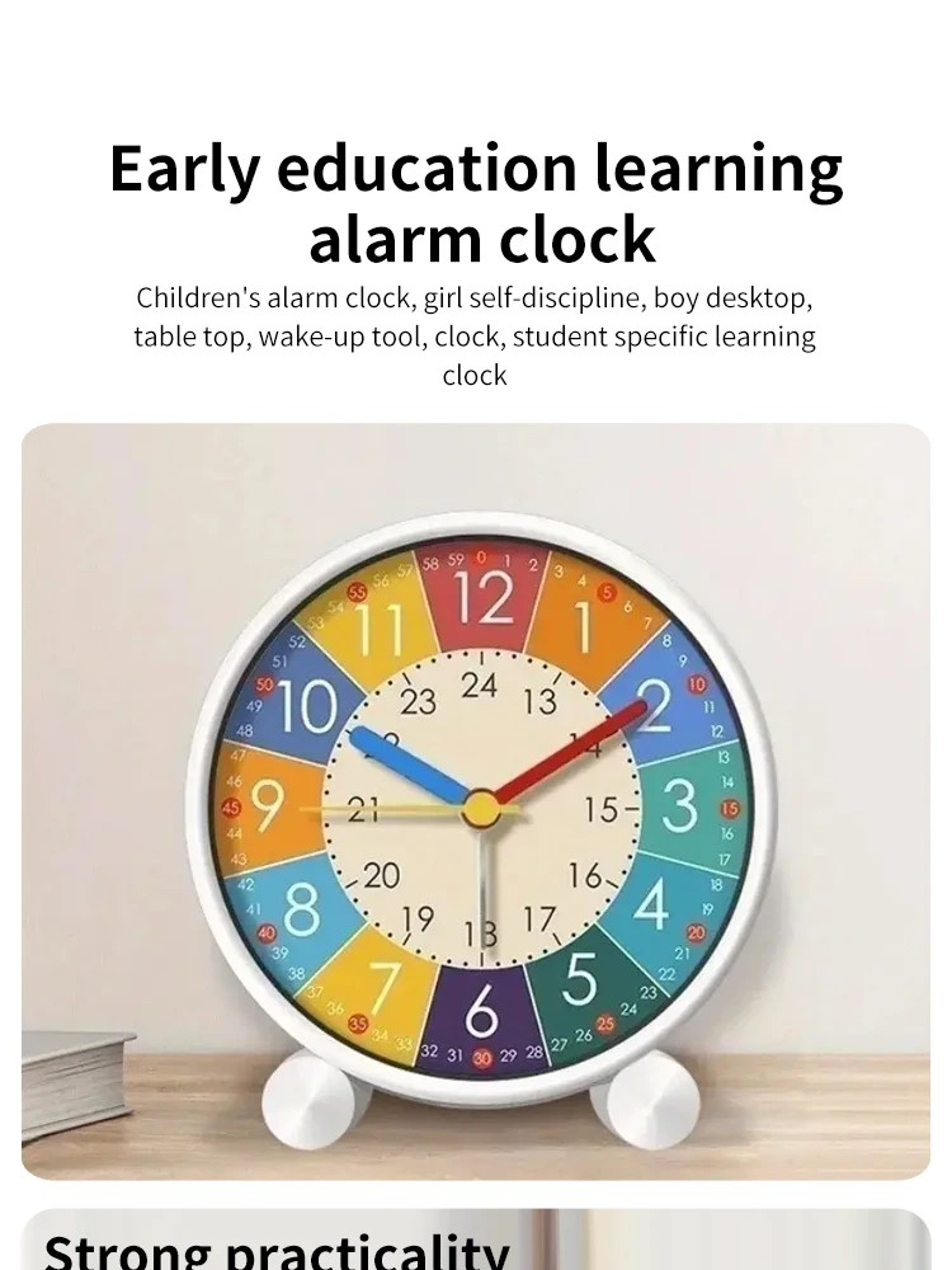 Kids Early Learning Alarm Clock Silent Desktop Clock for Bedroom or Study Room – view 9
