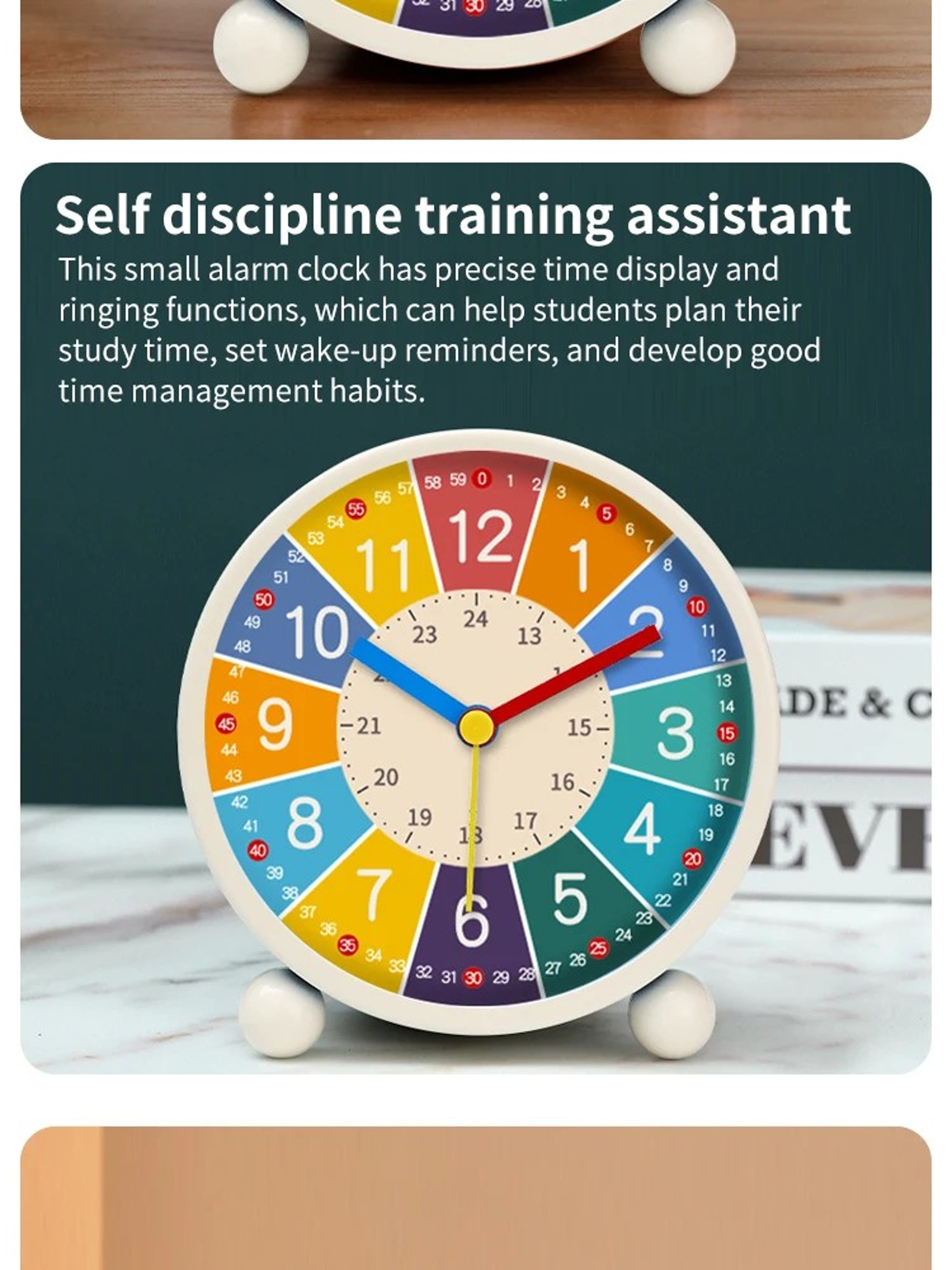 Kids Early Learning Alarm Clock Silent Desktop Clock for Bedroom or Study Room – view 13