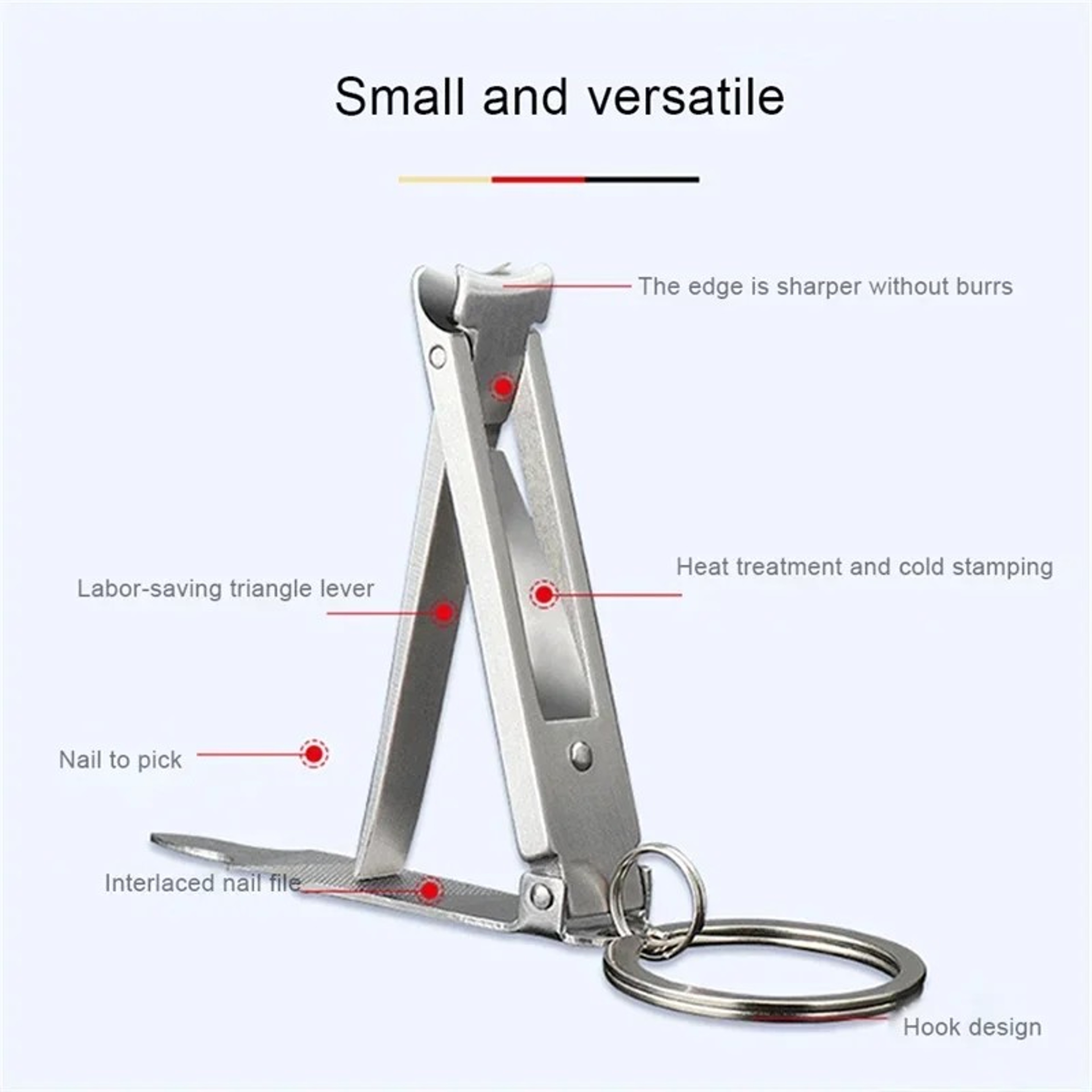 Compact Foldable Nail Clippers Portable Fingernail Cutter with Key Chain Manicure Tool – view 1