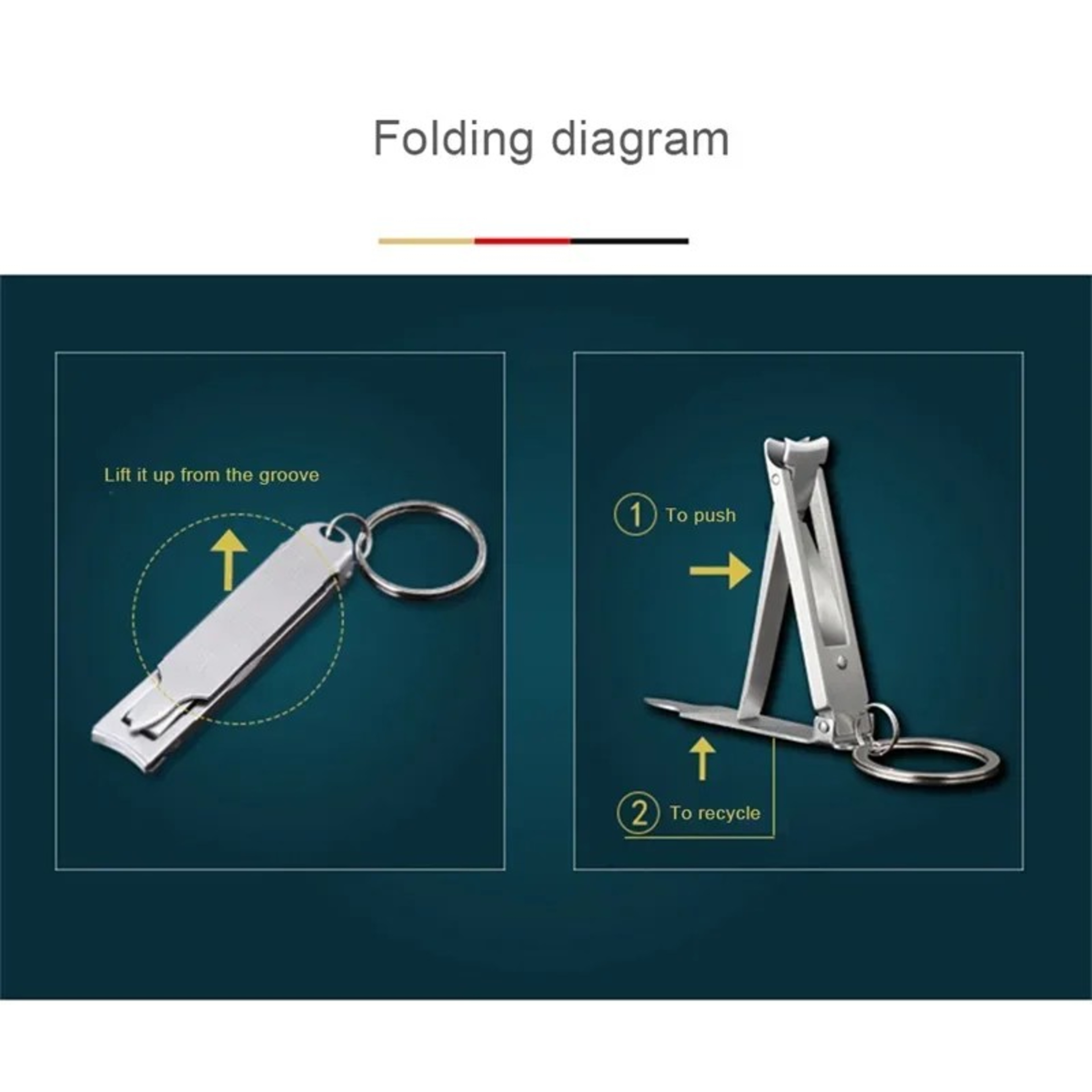 Compact Foldable Nail Clippers Portable Fingernail Cutter with Key Chain Manicure Tool – view 3