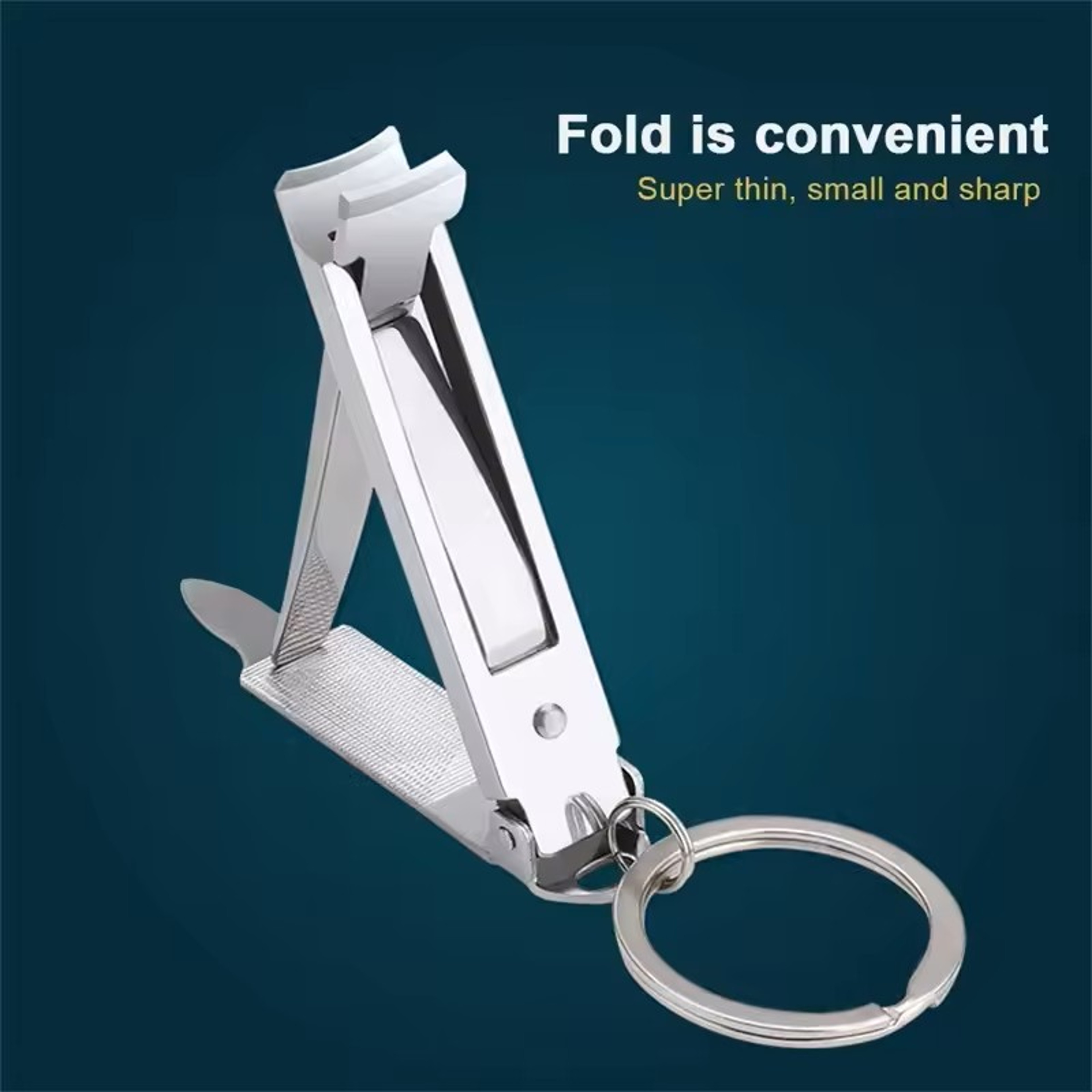 Compact Foldable Nail Clippers Portable Fingernail Cutter with Key Chain Manicure Tool – view 7