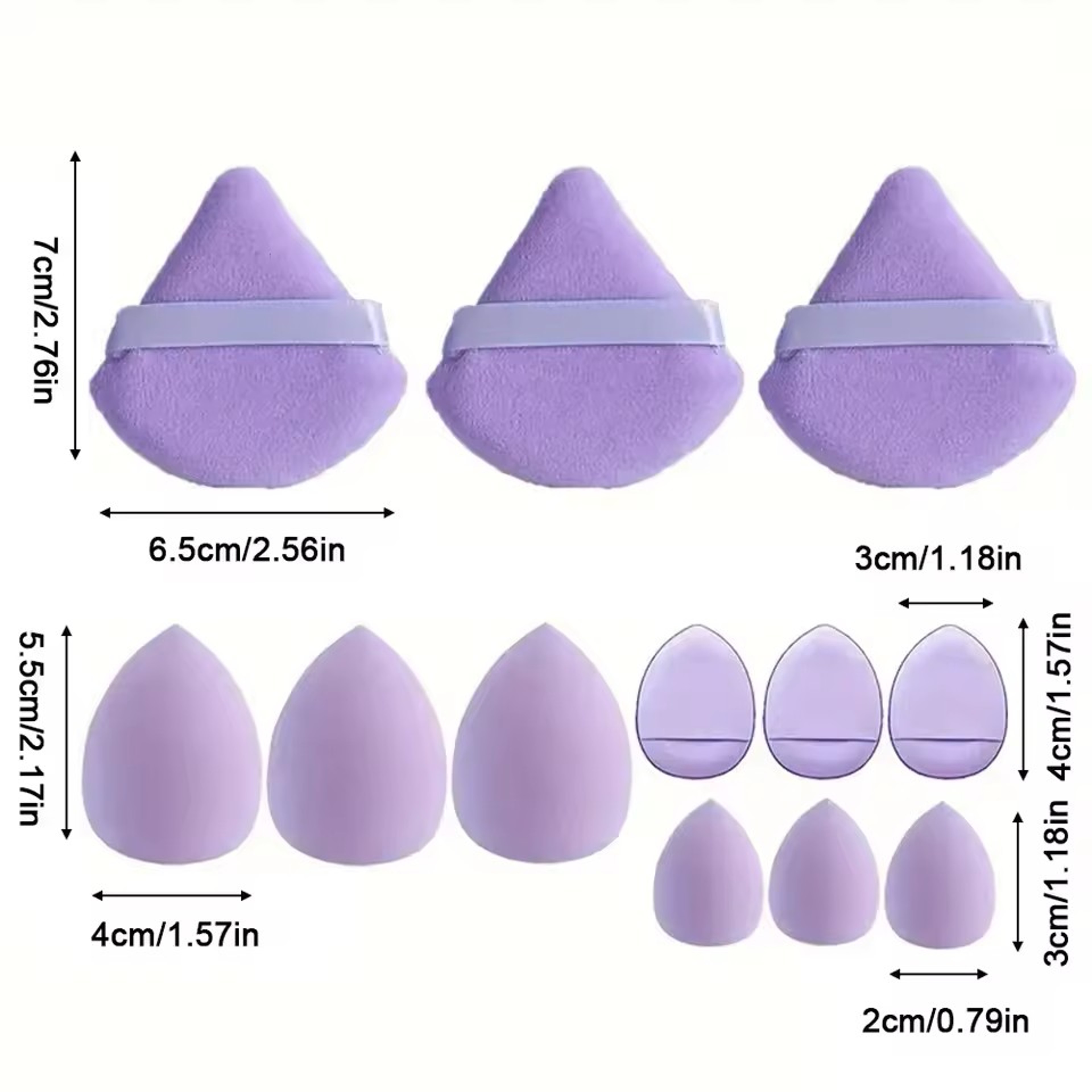 12pcs Makeup Sponge Set Cosmetic Blender Beauty Eggs Velvet Triangle Powder Puff and Finger Puffs – view 1