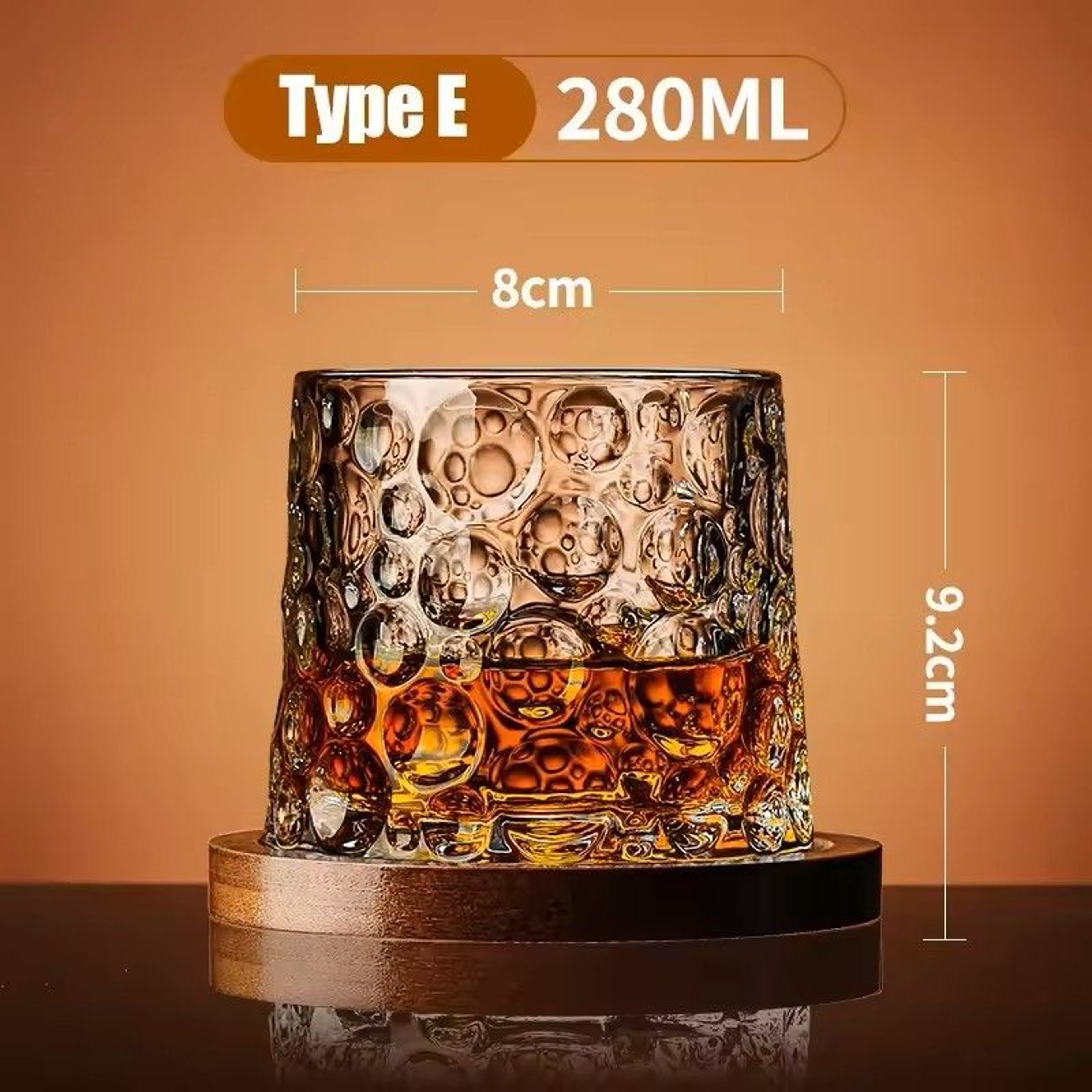 Rotating Whisky Glass With Bamboo Coaster  Spinning Cocktail Glass For Whiskey Scotch Bourbon Wine 11