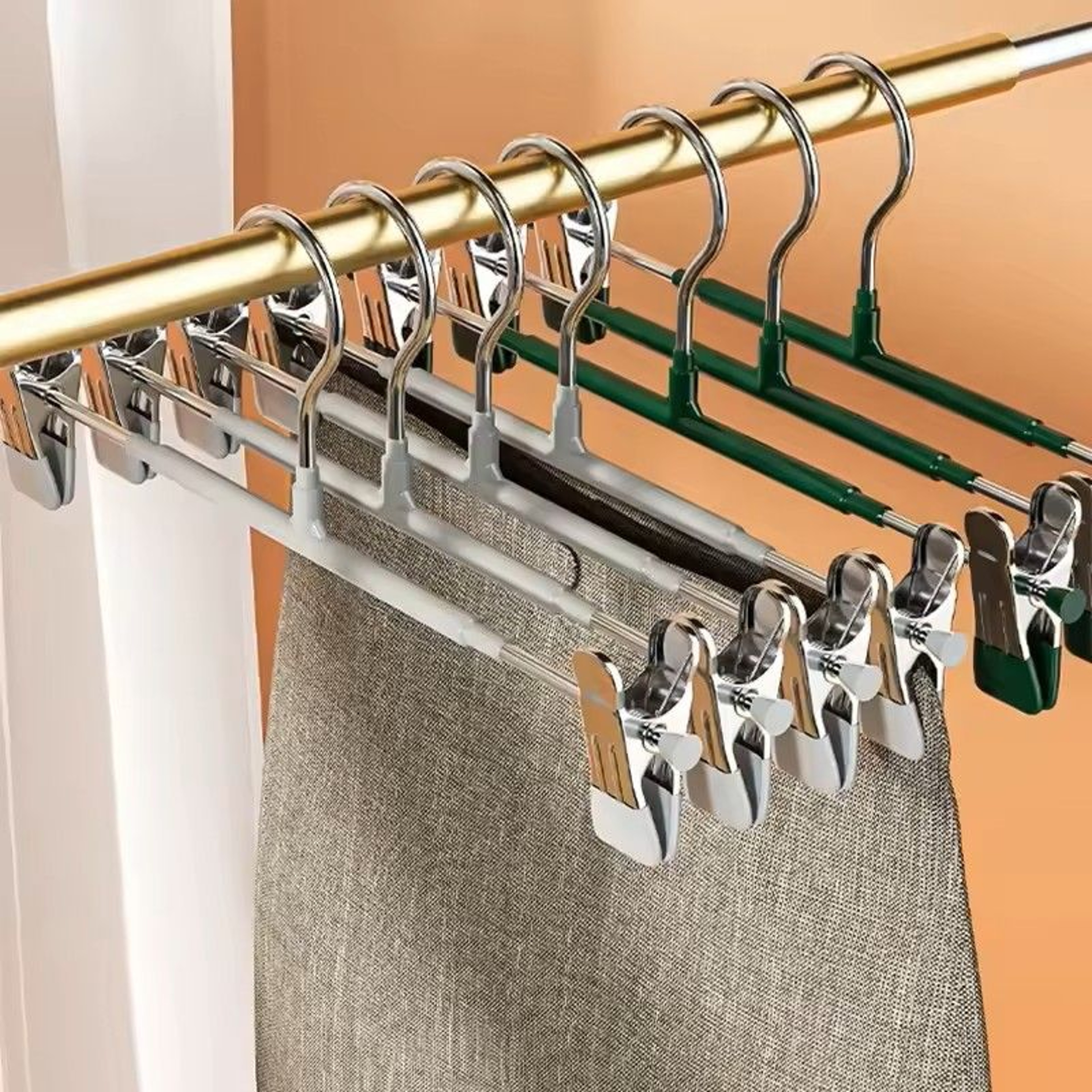 5 Pack Windproof Metal Clothes Hangers With Adjustable Clips Non Slip Pants Coat Drying Hangers For 0