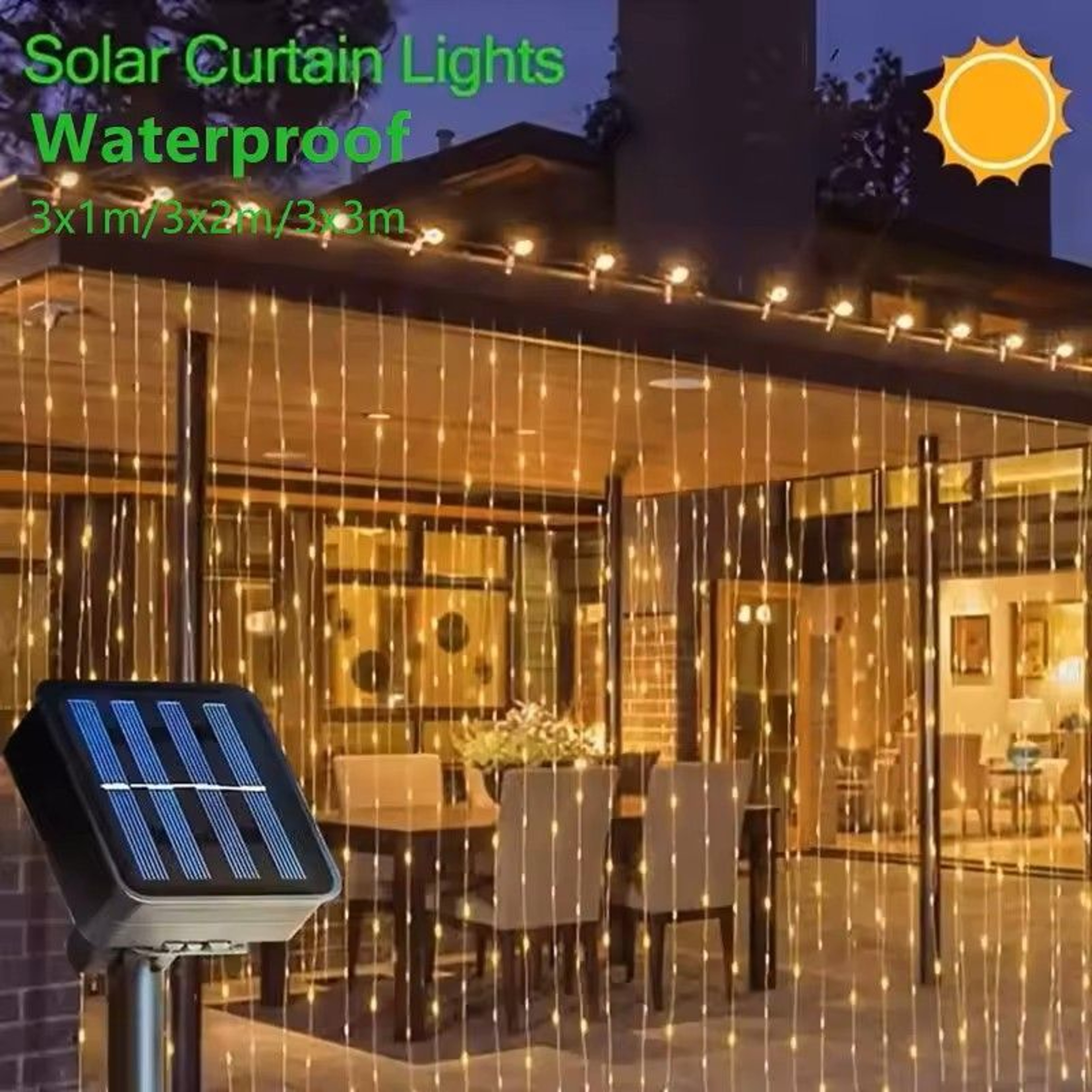 LED Solar Curtain Lights Outdoor 0