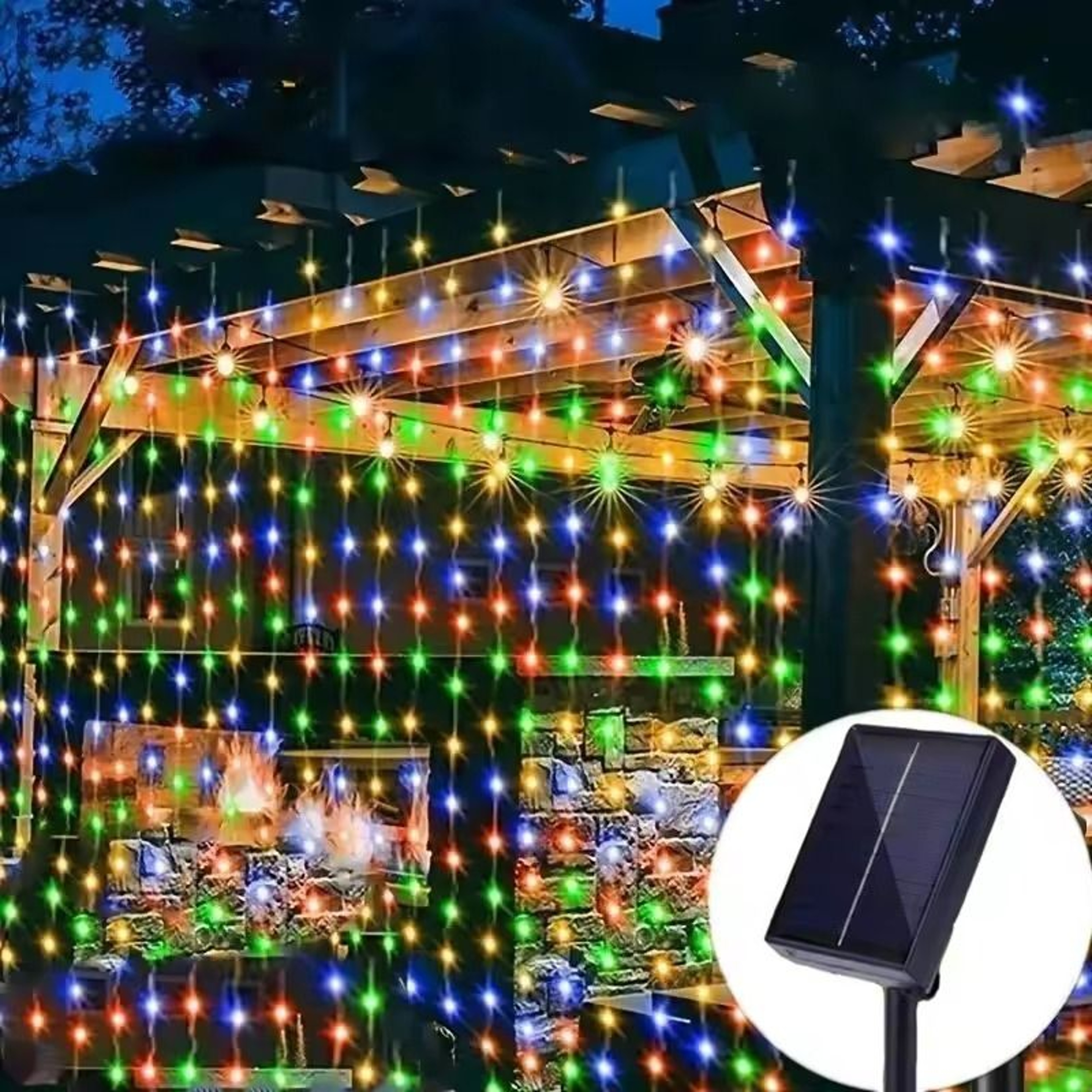 Solar LED Curtain String Lights  Outdoor Garden  Party Hanging Lights 5