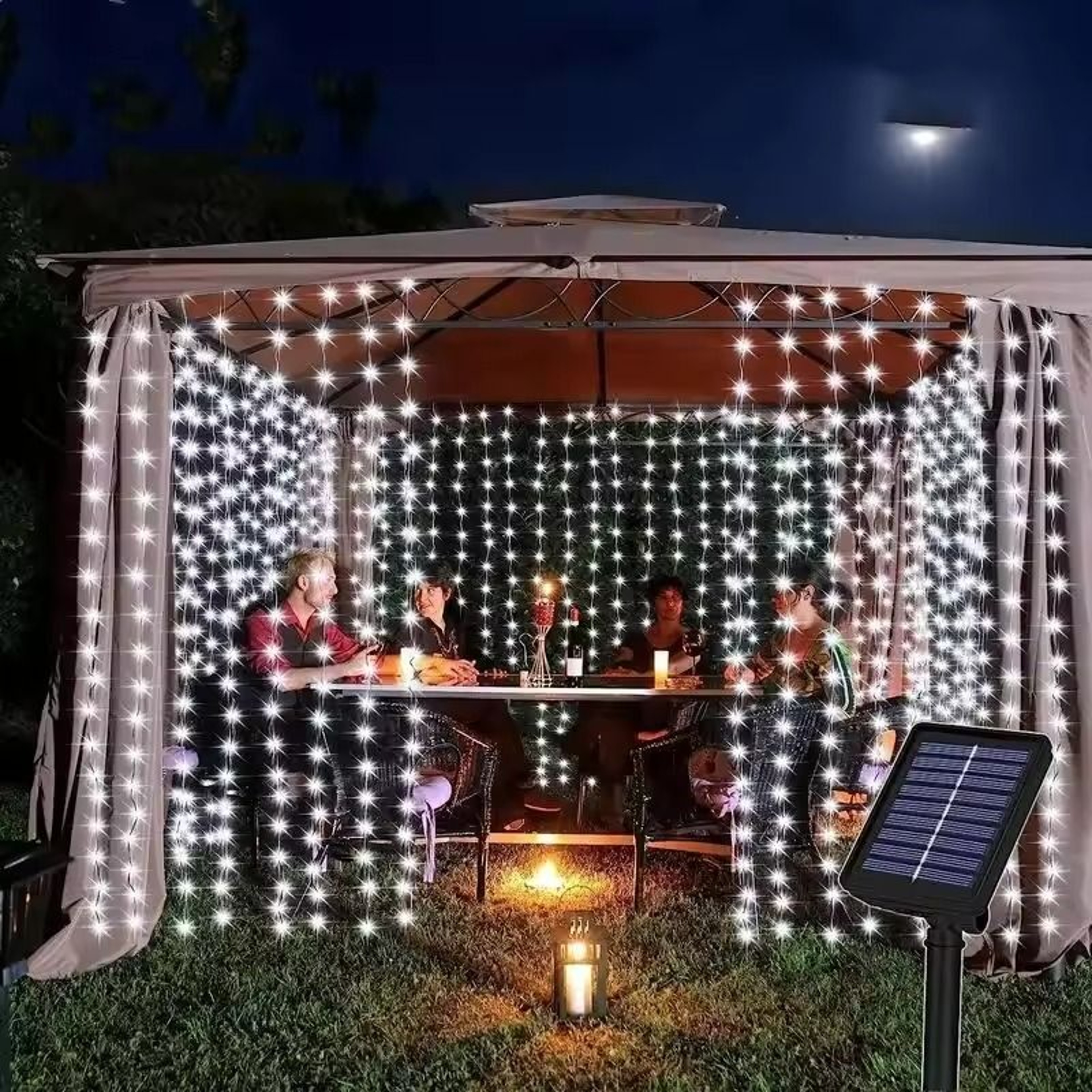 Solar LED Curtain String Lights  Outdoor Garden  Party Hanging Lights 0