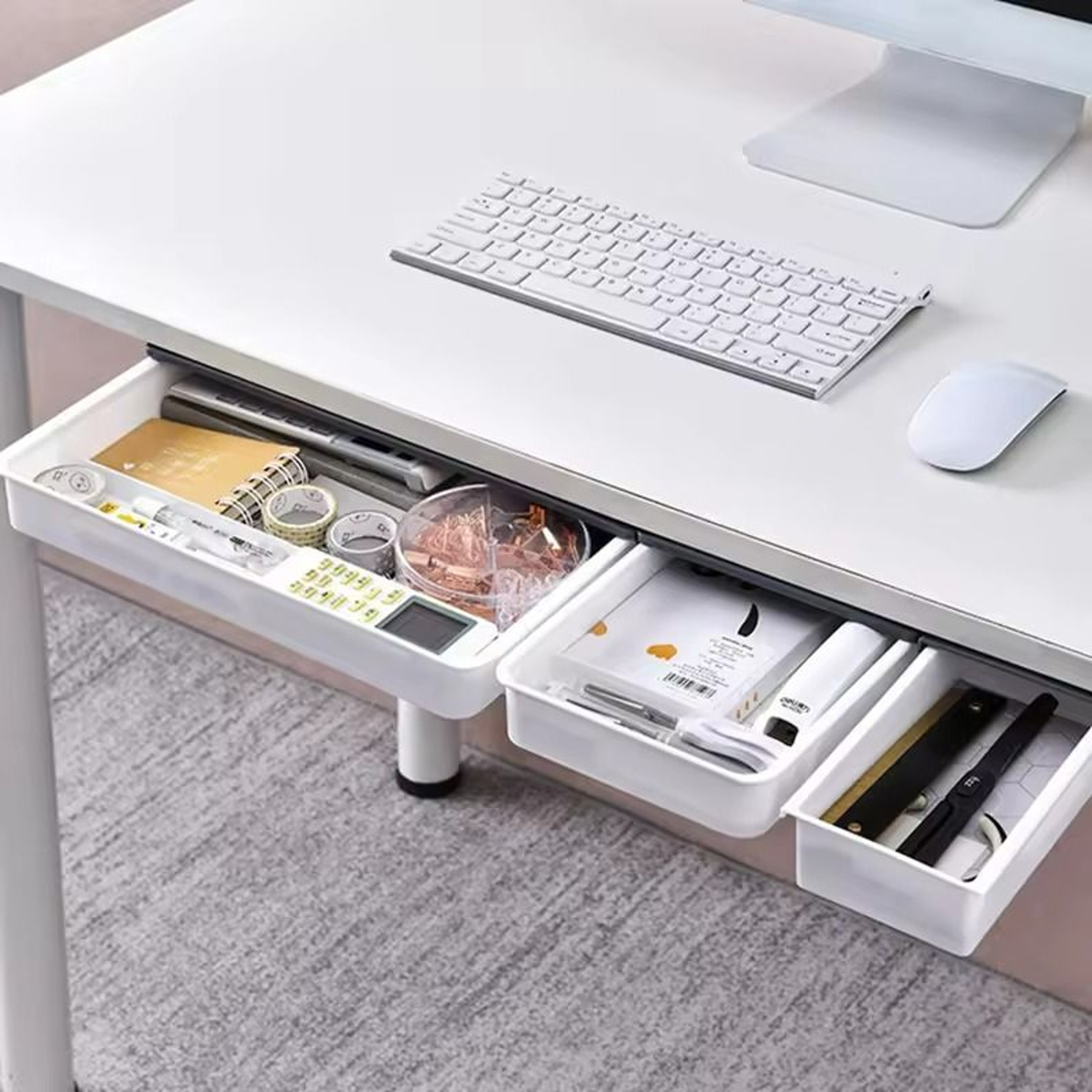 SelfAdhesive Hidden Desk Drawer  UnderTable Storage Box For Stationery  Accessories 0