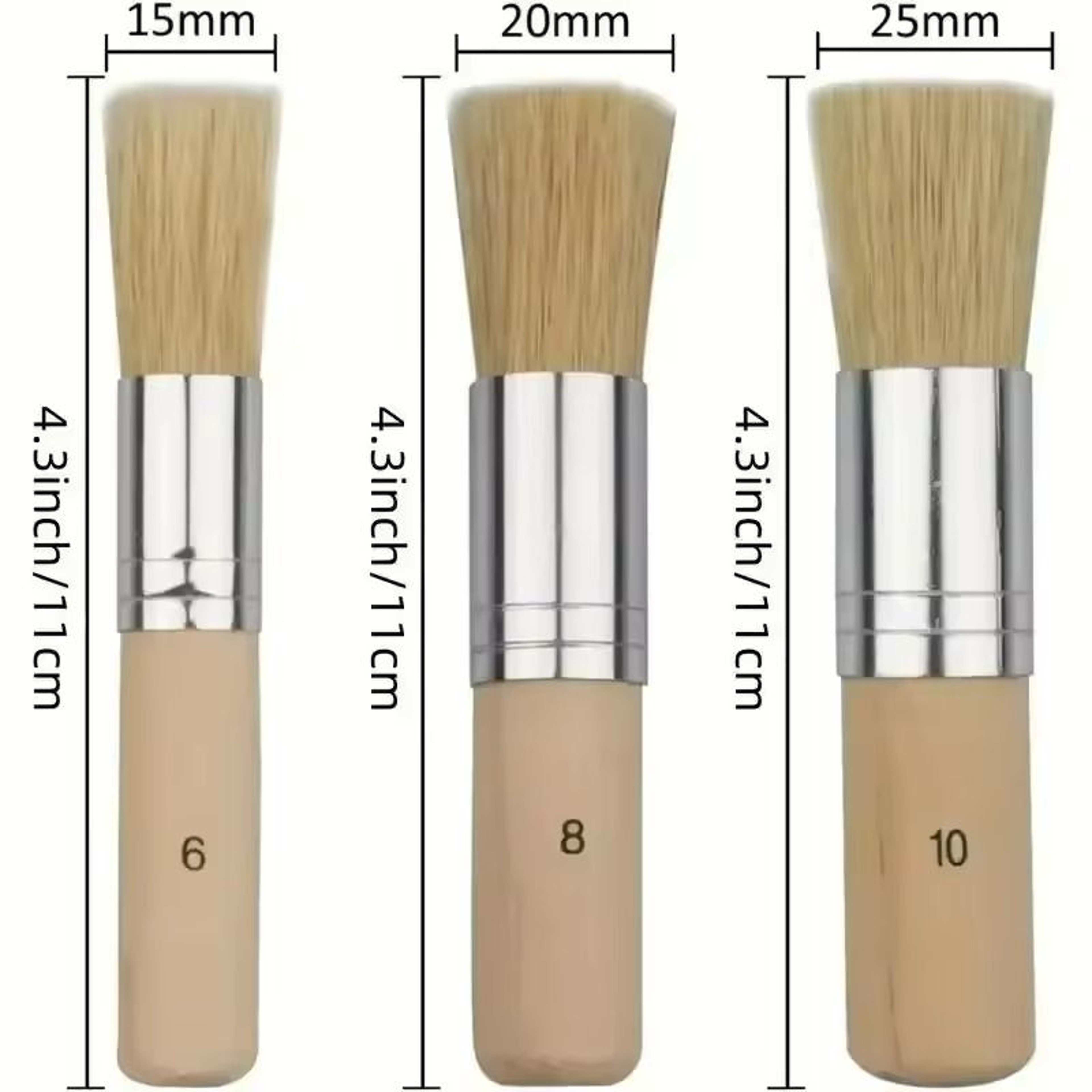 3PCS Wooden Stencil Brush Set  Natural Bristle Paint Brushes For Acrylic Wood  Oil Painting 2