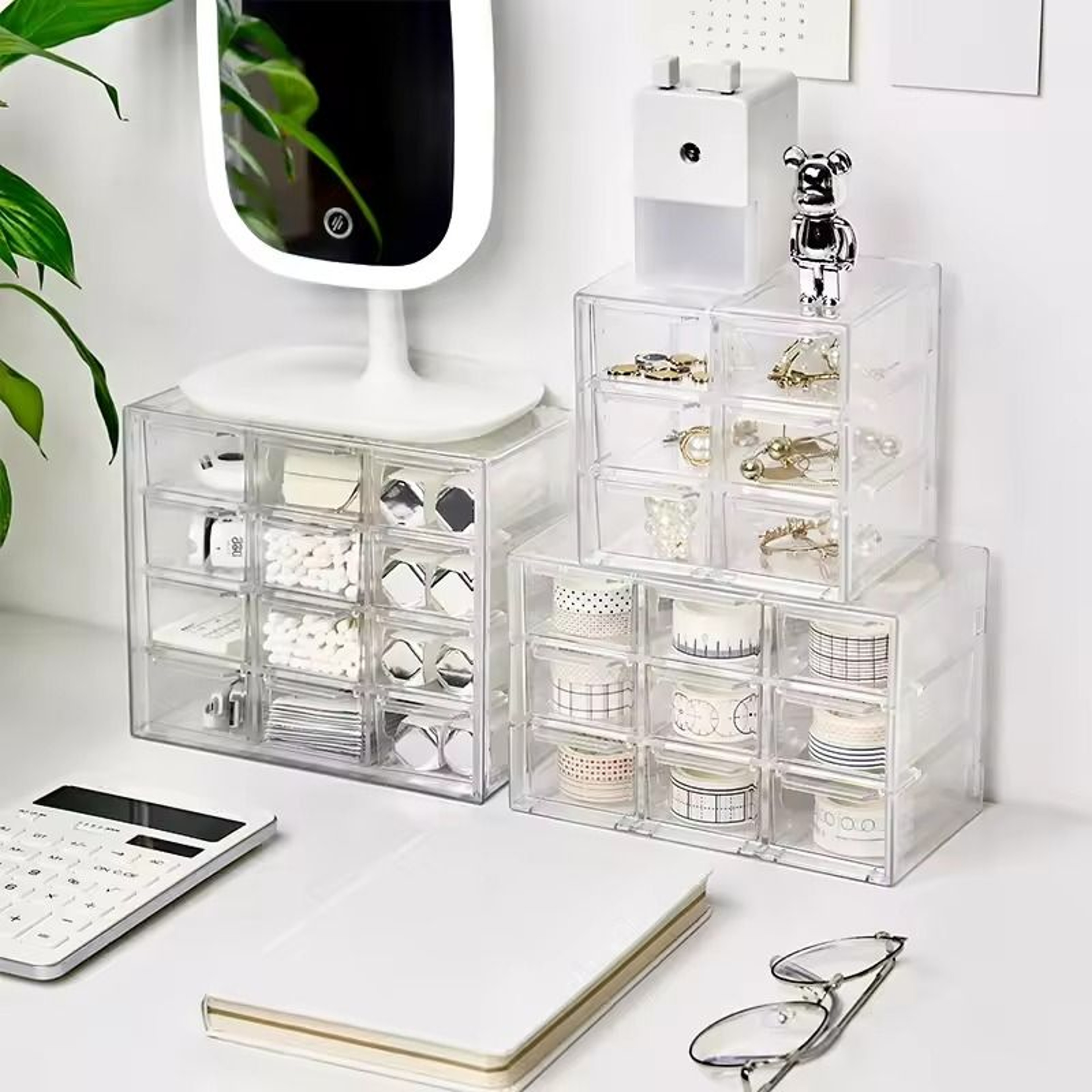 Multifunctional Dustproof Drawer Organizer  Grid Storage Box For Stationery Jewelry  Cosmetics 0