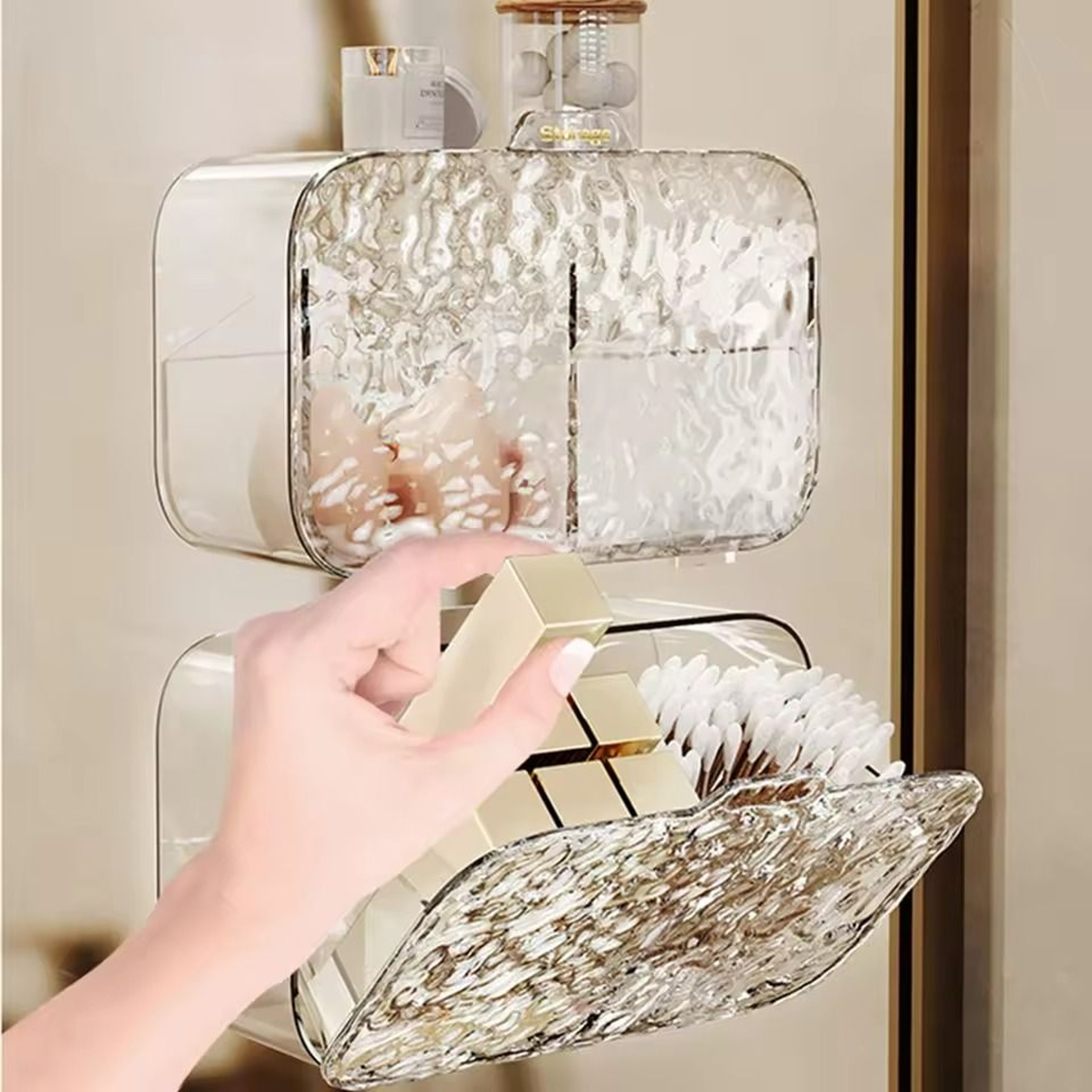 Multifunctional Glacier Pattern Makeup Organizer For Bathroom Storage 3