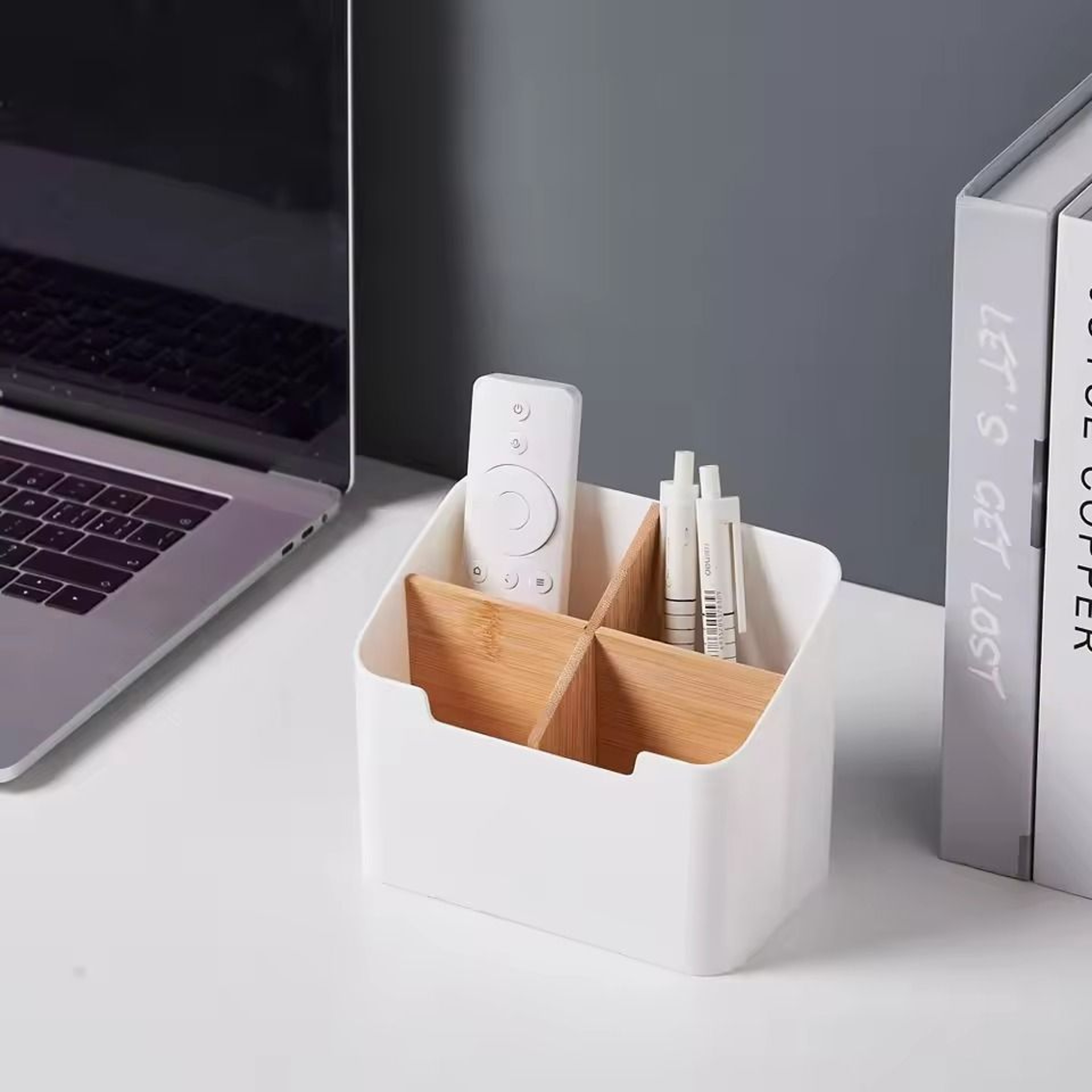 Multifunctional Bamboo Desktop Organizer With Compartments 2