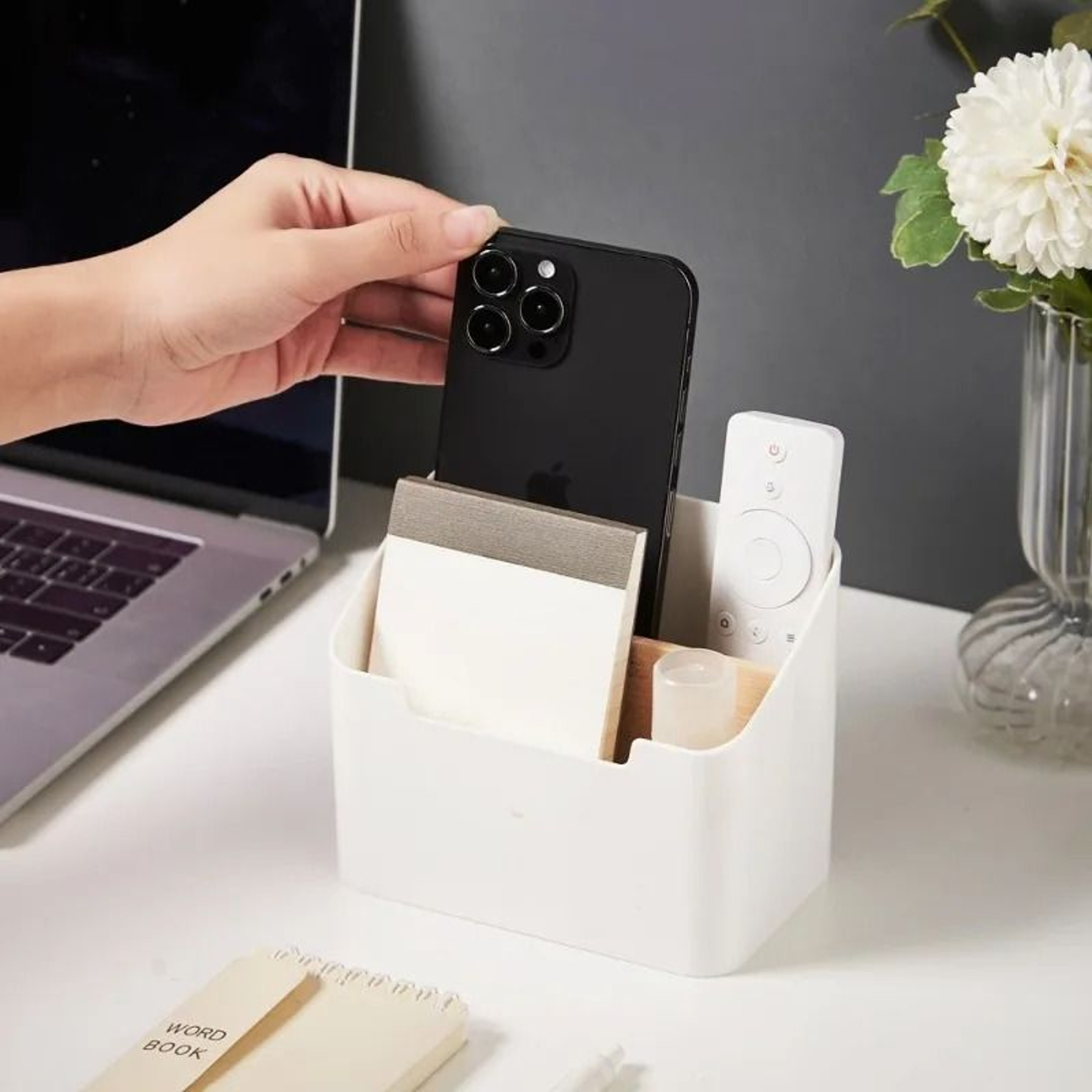 Multifunctional Bamboo Desktop Organizer With Compartments 3