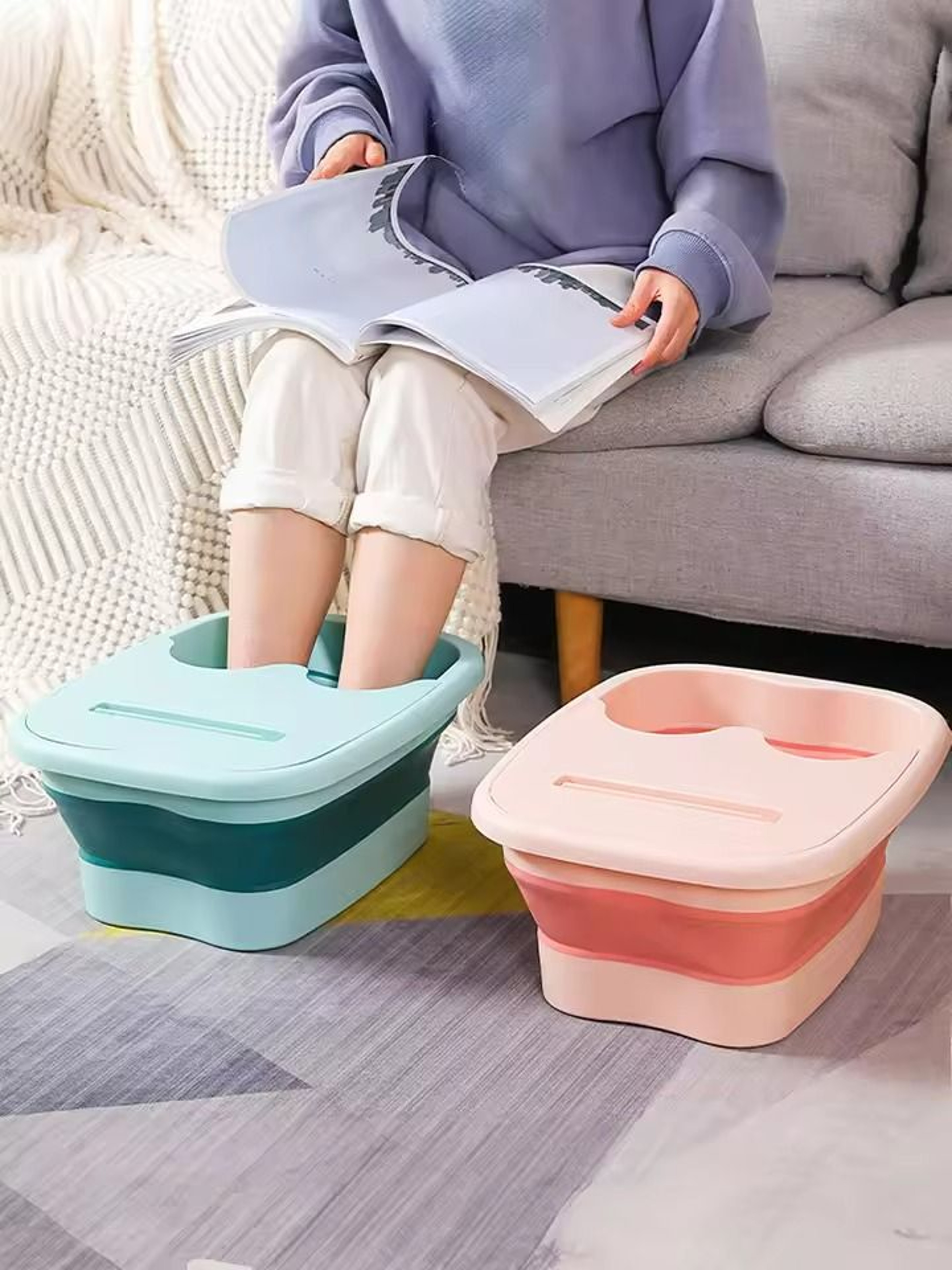 Foldable Foot Bath Massage Bucket For Relaxing Spa  Pedicure Soaks 0