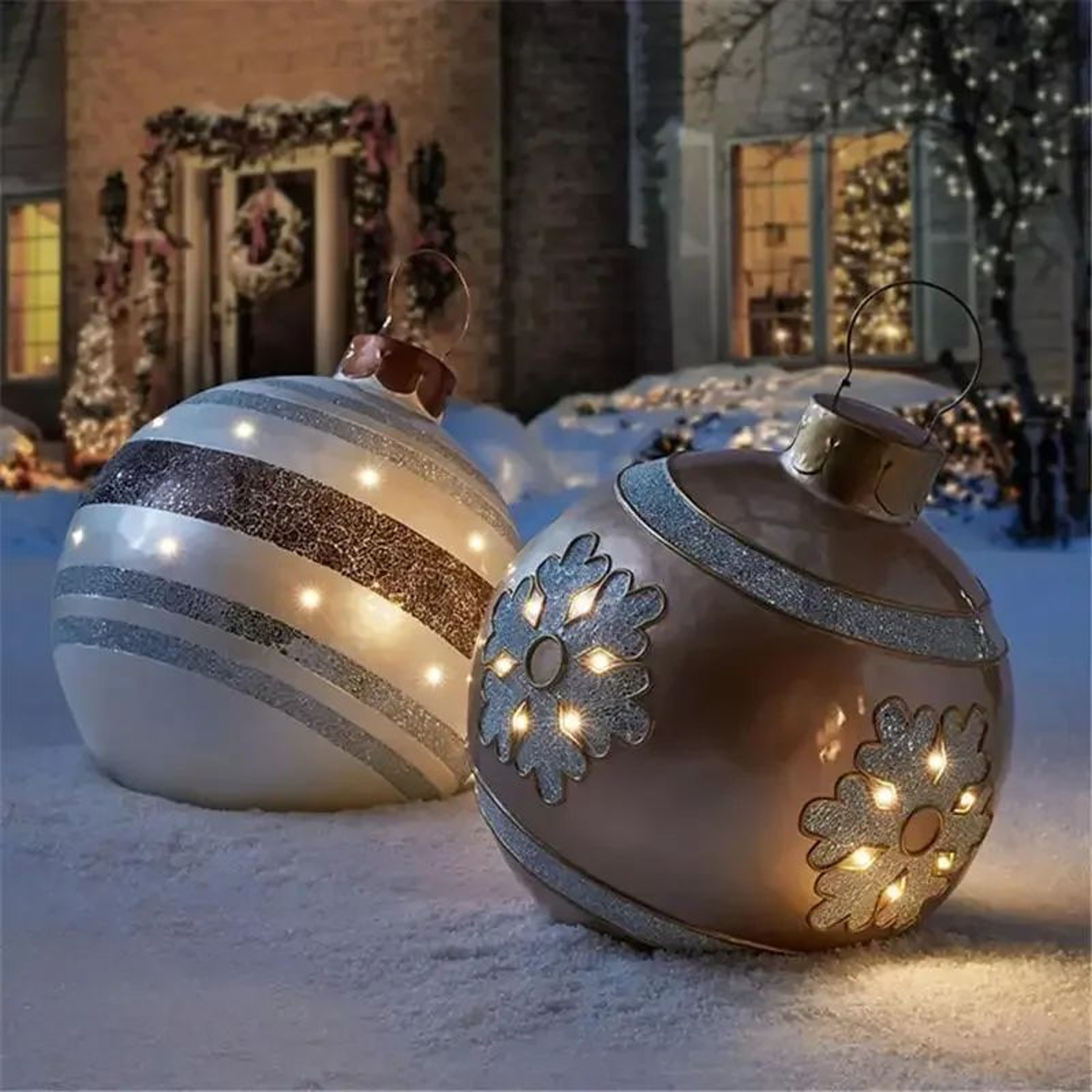 Outdoor Christmas Inflatable Decor Ball  60cm Giant PVC Ornament For Holiday Decor 0